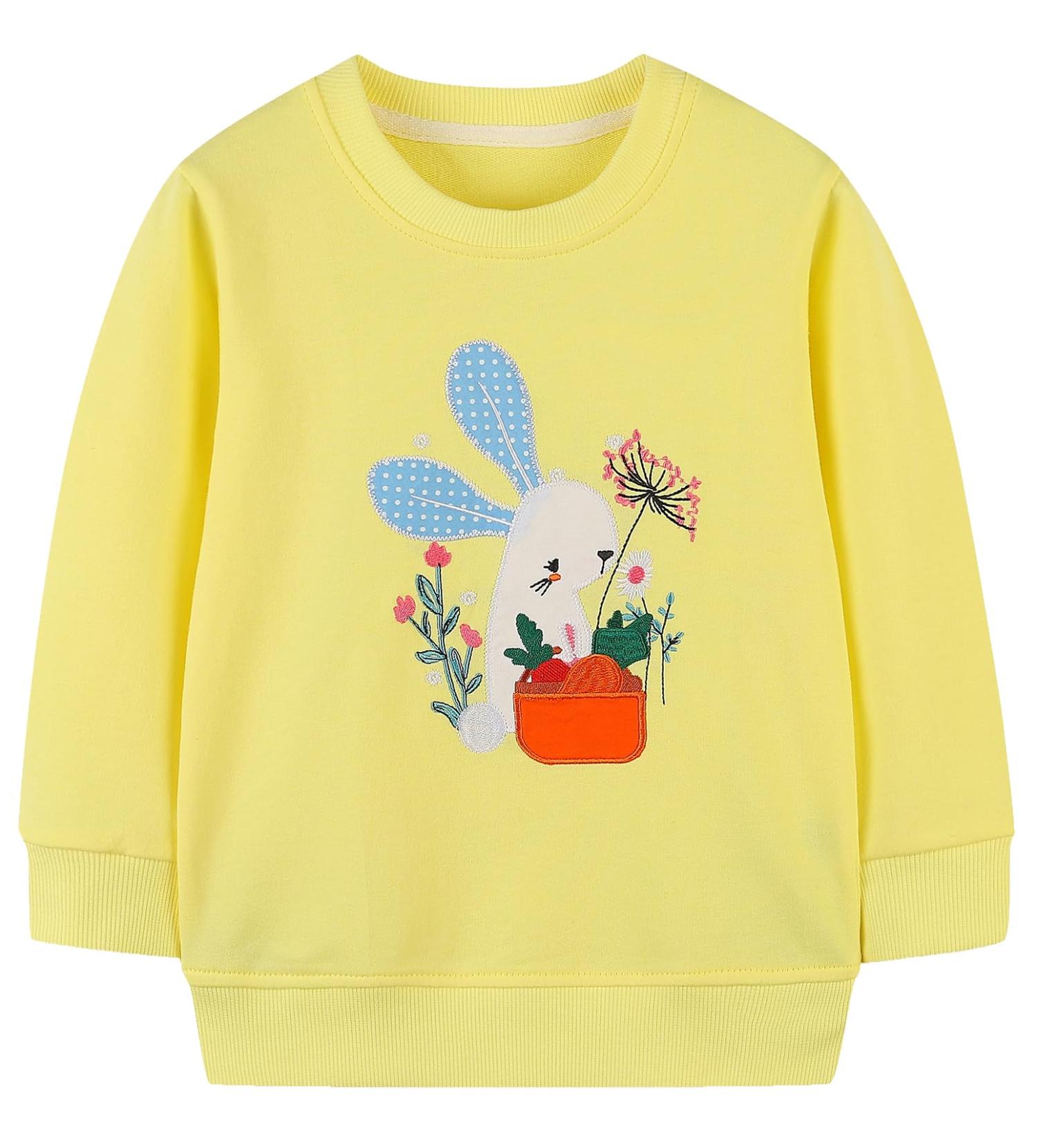 Girls Cotton Sweatshirt Jumper | Long Sleeve Pullover for Toddlers | Bunny Design | 6-7 Years - Buy Online on GoSupps.com