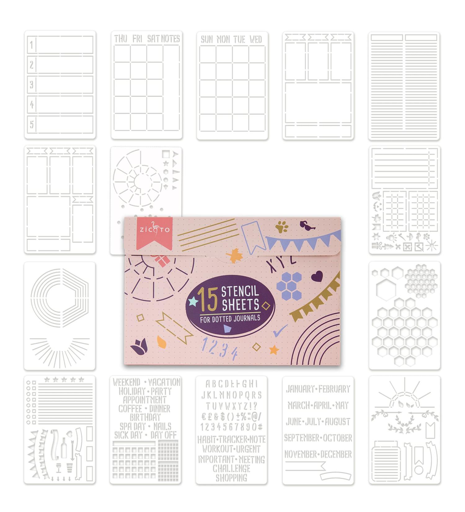 Dotted Journal Stencil Set - Easy Layout Creation Kit for Planners - Includes Bullet Points, Checklists, and Calendars - Buy Online on GoSupps.com