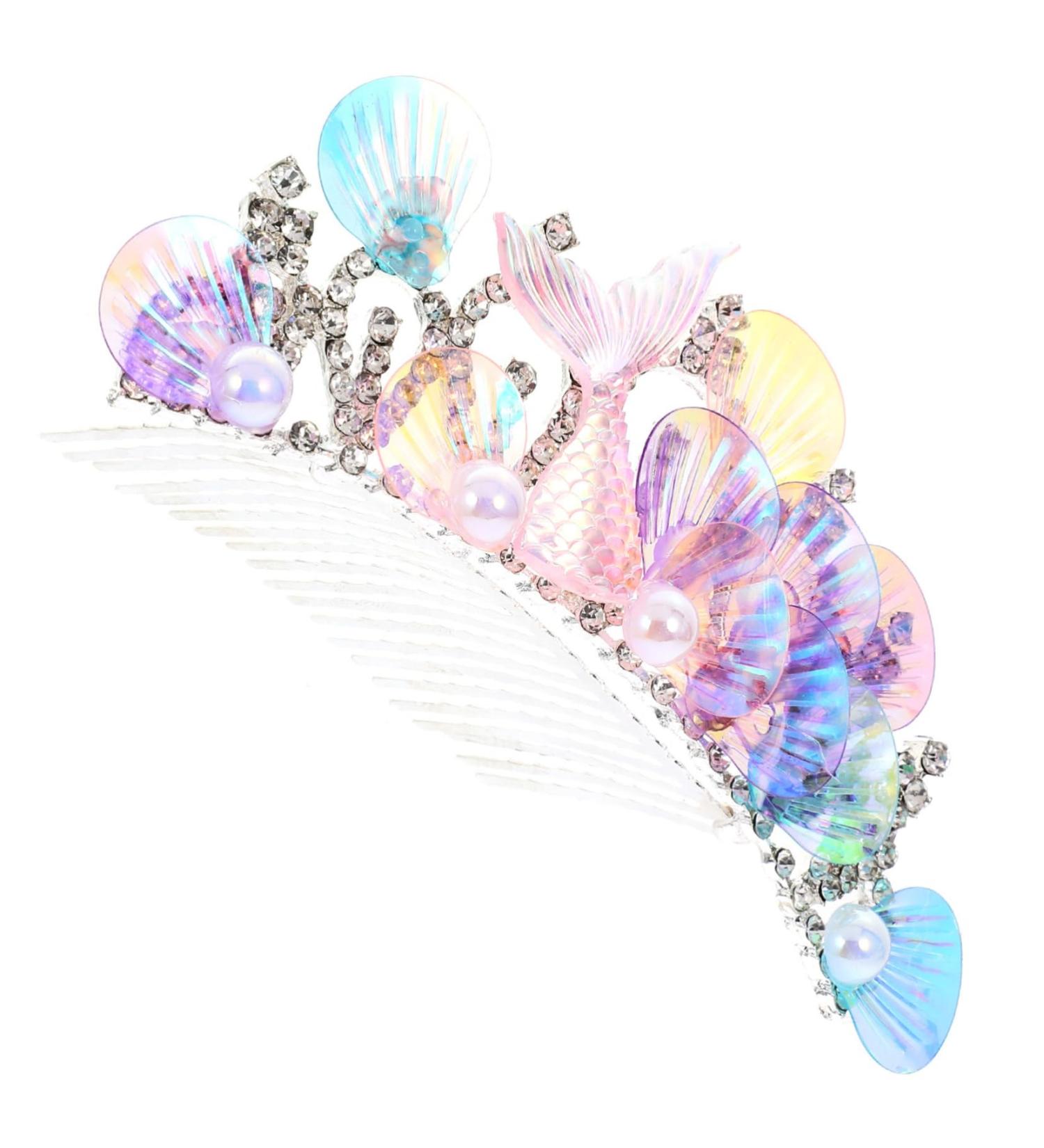 IWOWHERO Rhinestone Tuck Comb Headpieces for Girls Women Crown Hairpiece Headdresses for Women Rhinestone Bobby Pins Hair Barrettes Hair Clips Hair Pin Tiara Women's Hair Comb Metal Mermaid - Buy Online on GoSupps.com