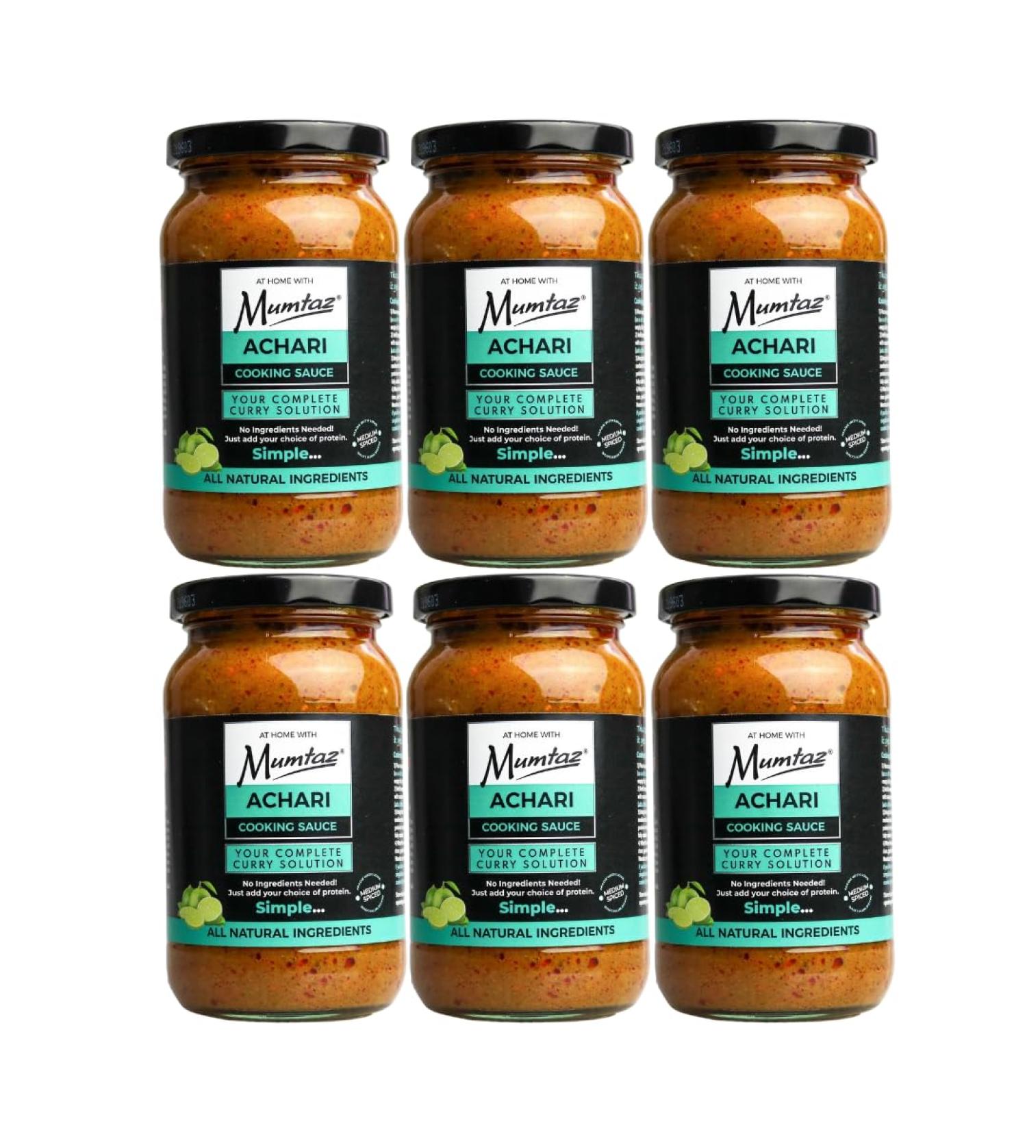 Mumtaz ACHARI Indian Curry Cooking Sauce - Pack of 6x 350g - Restaurant Quality At Home - Serves 4-5 - Buy Online on GoSupps.com