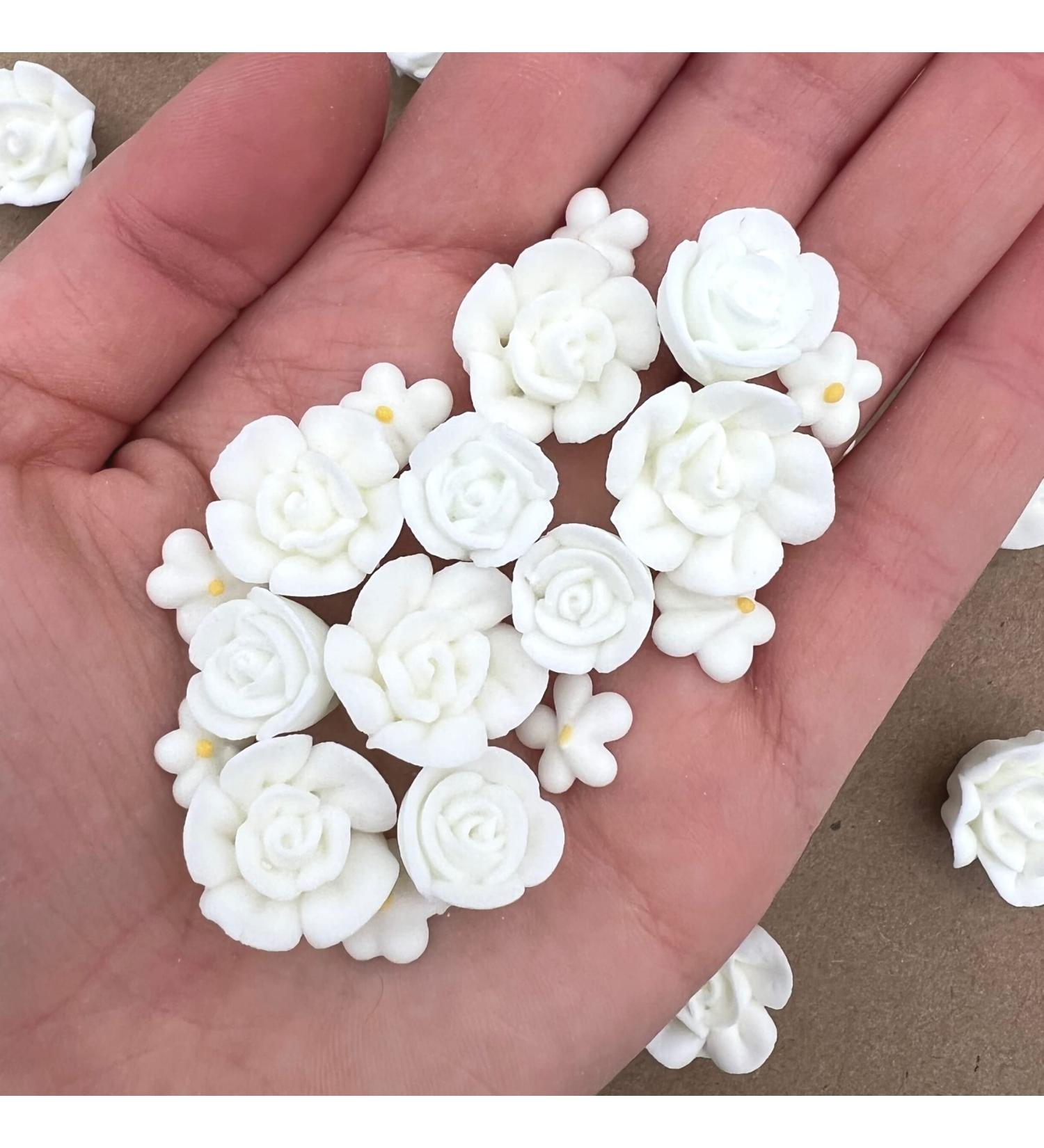 30 White Icing Flowers by Simply Sucr | Small White Flowers | Edible Roses| Wedding | Edible Flowers | Icing Flowers | Icing Roses | Wedding Favors | Edible Flowers | Simply Sucre 30 Count - Buy Online on GoSupps.com