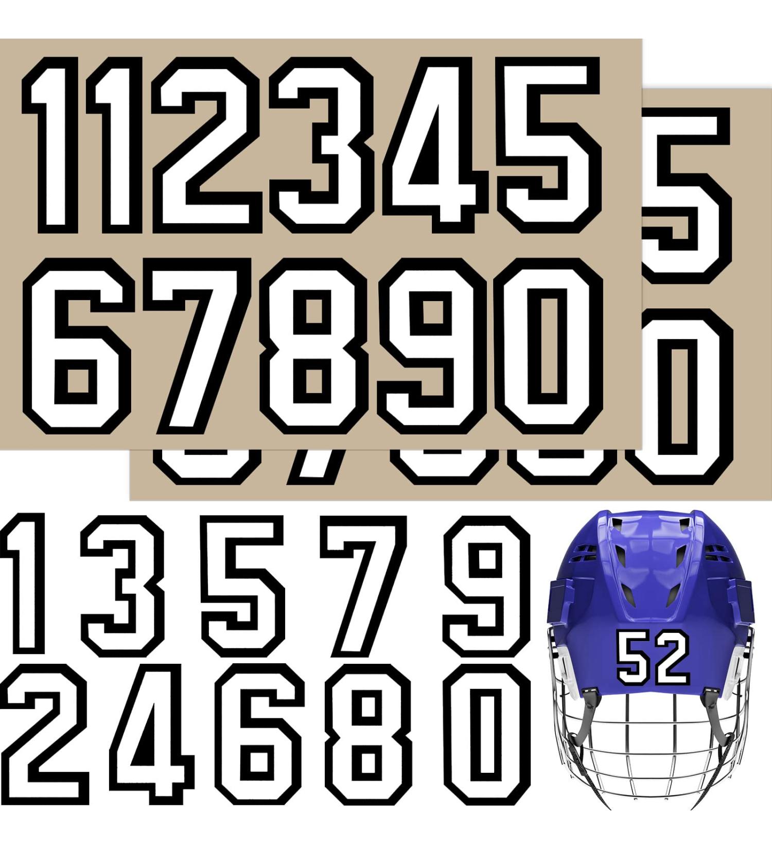 Jecery 88 Pcs Helmet Numbers Self Adhesive Sticker Set - Baseball Lacrosse Hockey Decals (5x3.5 in White) - Buy Online on GoSupps.com