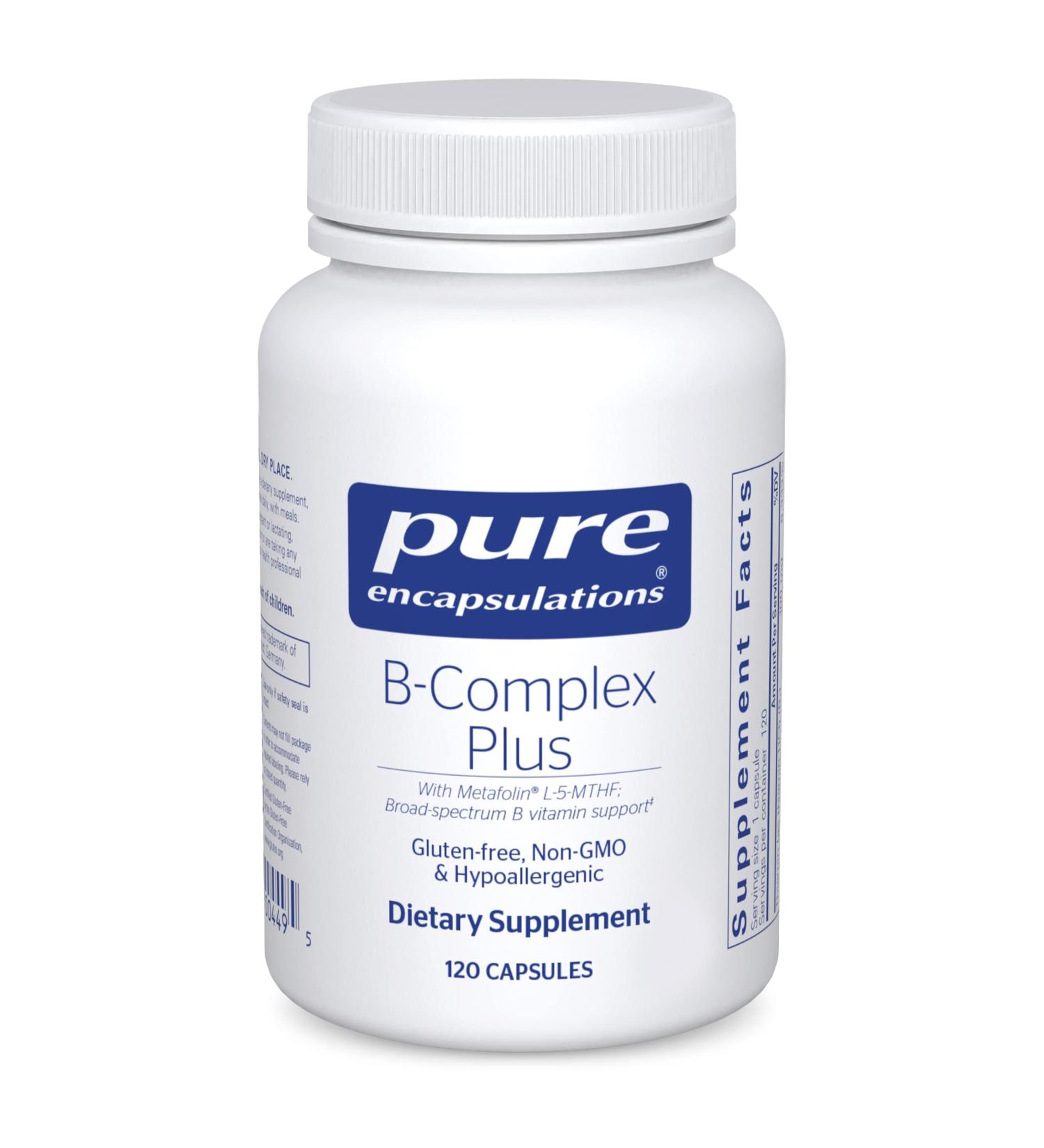 Pure Encapsulations B-Complex Plus | Support Red Blood Cell Growth, Neurological & Psychological Health | 120 Capsules - Buy Online on GoSupps.com