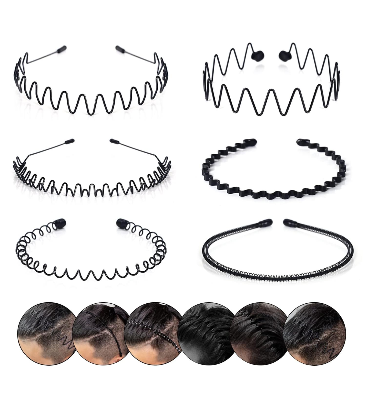 CAMKONG Black Wavy Headband Clips - 6Pcs Set for Men and Women | Sports & Outdoor Fashion Accessories - Buy Online on GoSupps.com