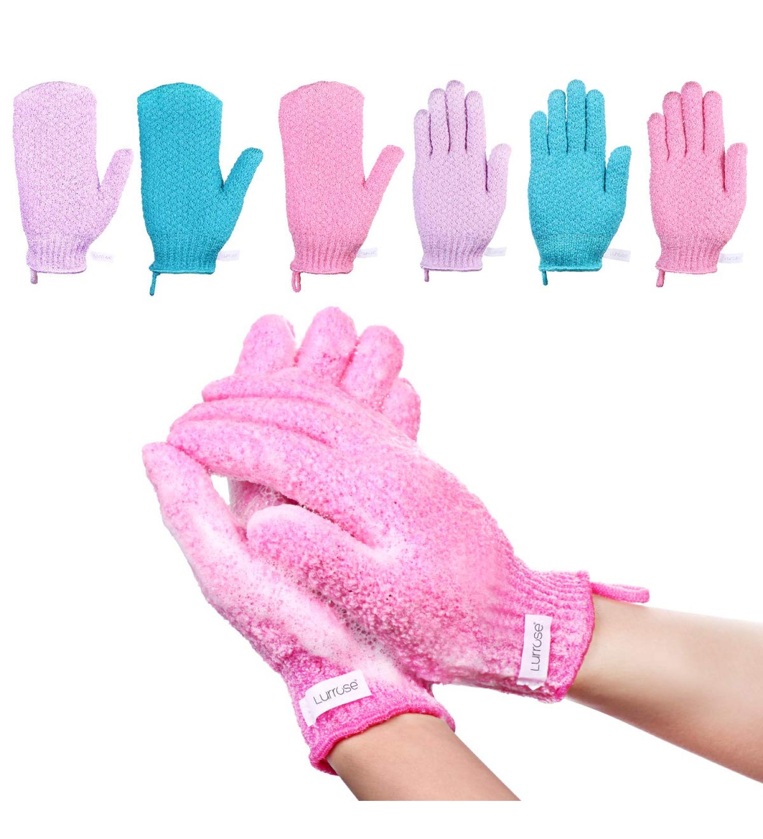 Exfoliating Gloves - Double Sided Scrubbing Bath Gloves for Men Women & Kids | 6 Pairs for Ultimate Skin Care - Buy Online on GoSupps.com
