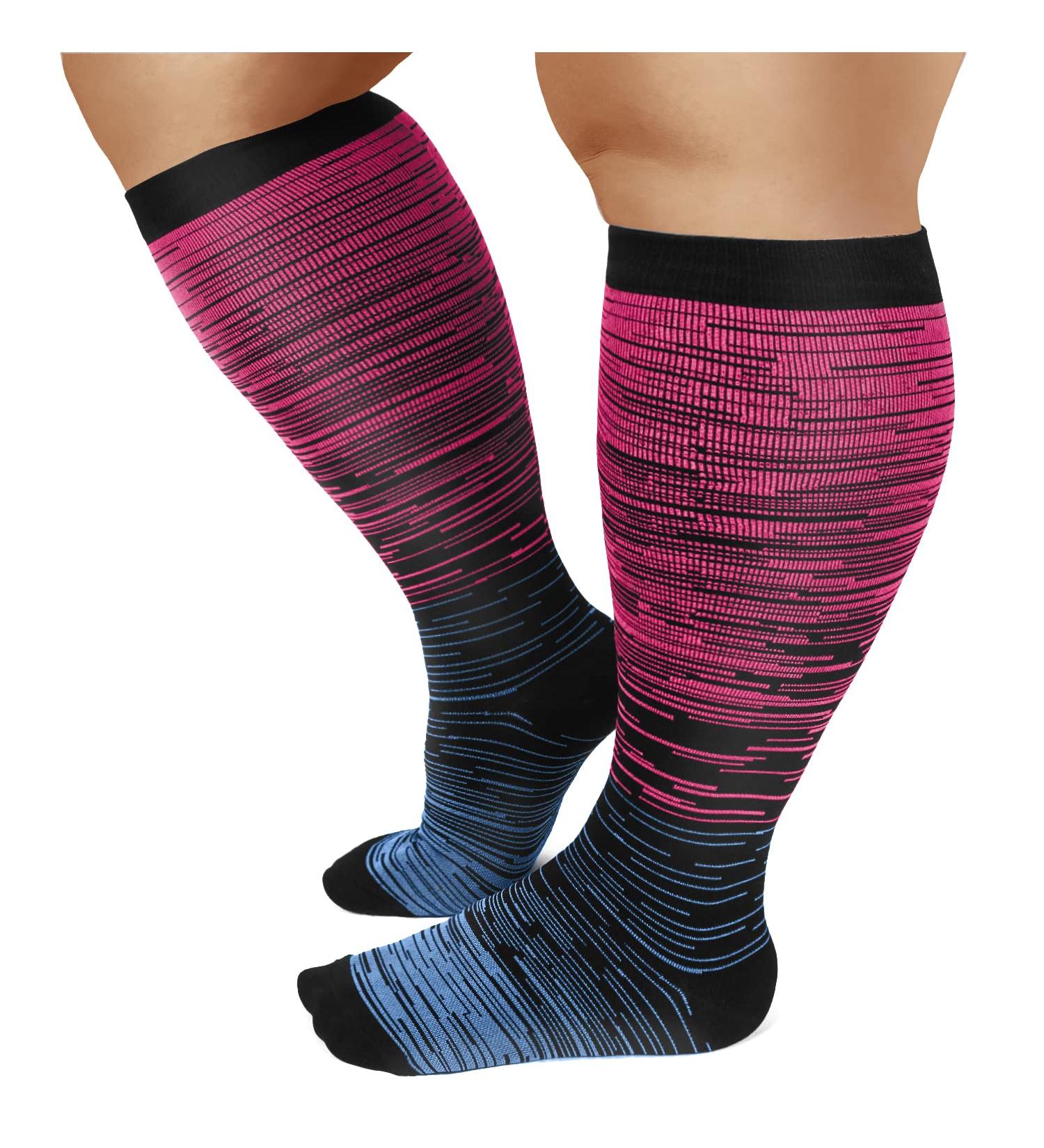 DHSO Plus Size Compression Socks 20-30mmHg for Wide Calf Support - Purple 4X-Large - Buy Online on GoSupps.com