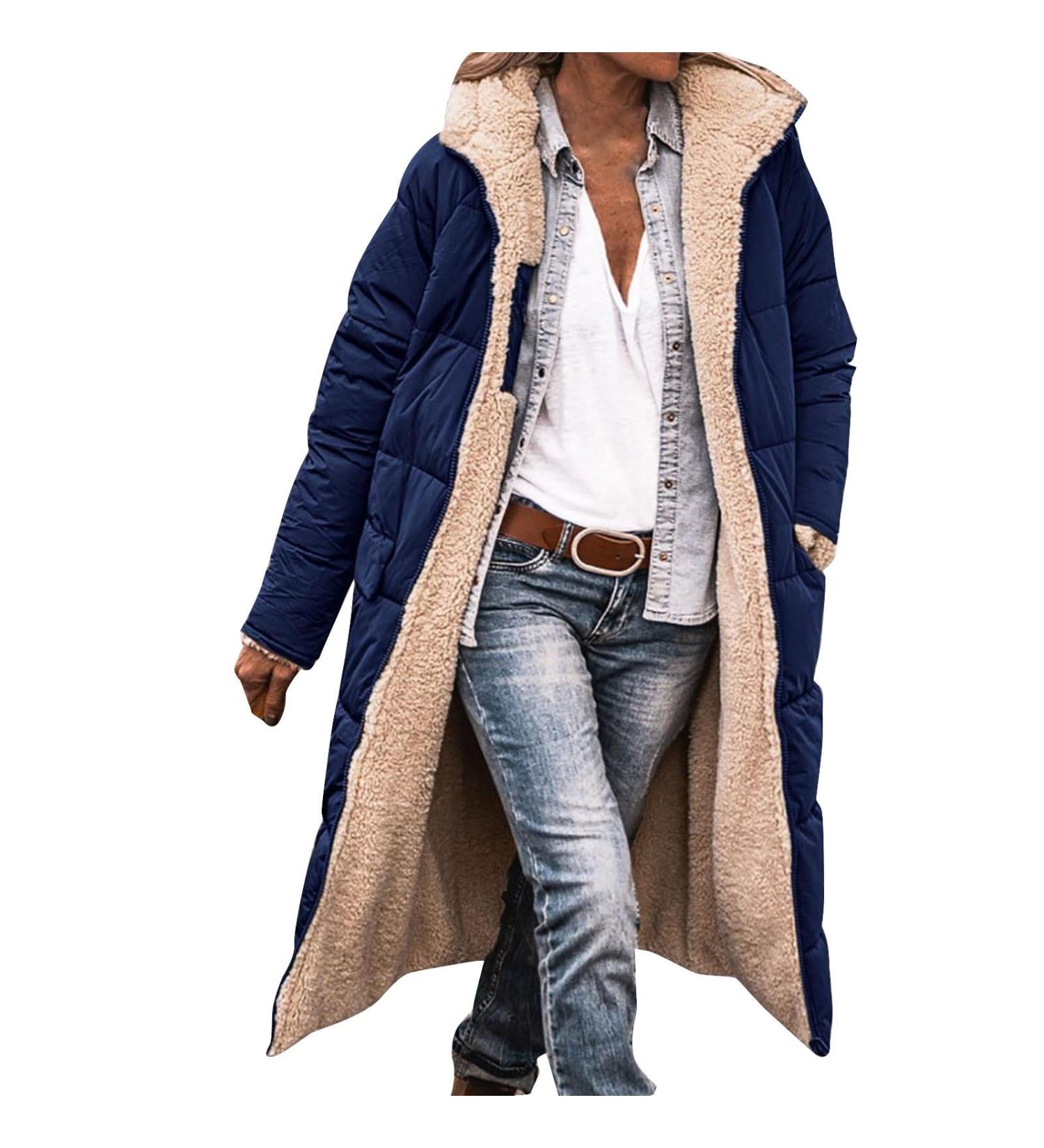 Shop Hanxiulin Women's Fleece Plush Jacket - Warm Fluffy Zipper Coat with Hood | Winter Casual Sweat Jacket - International Shipping Available - Buy Online on GoSupps.com