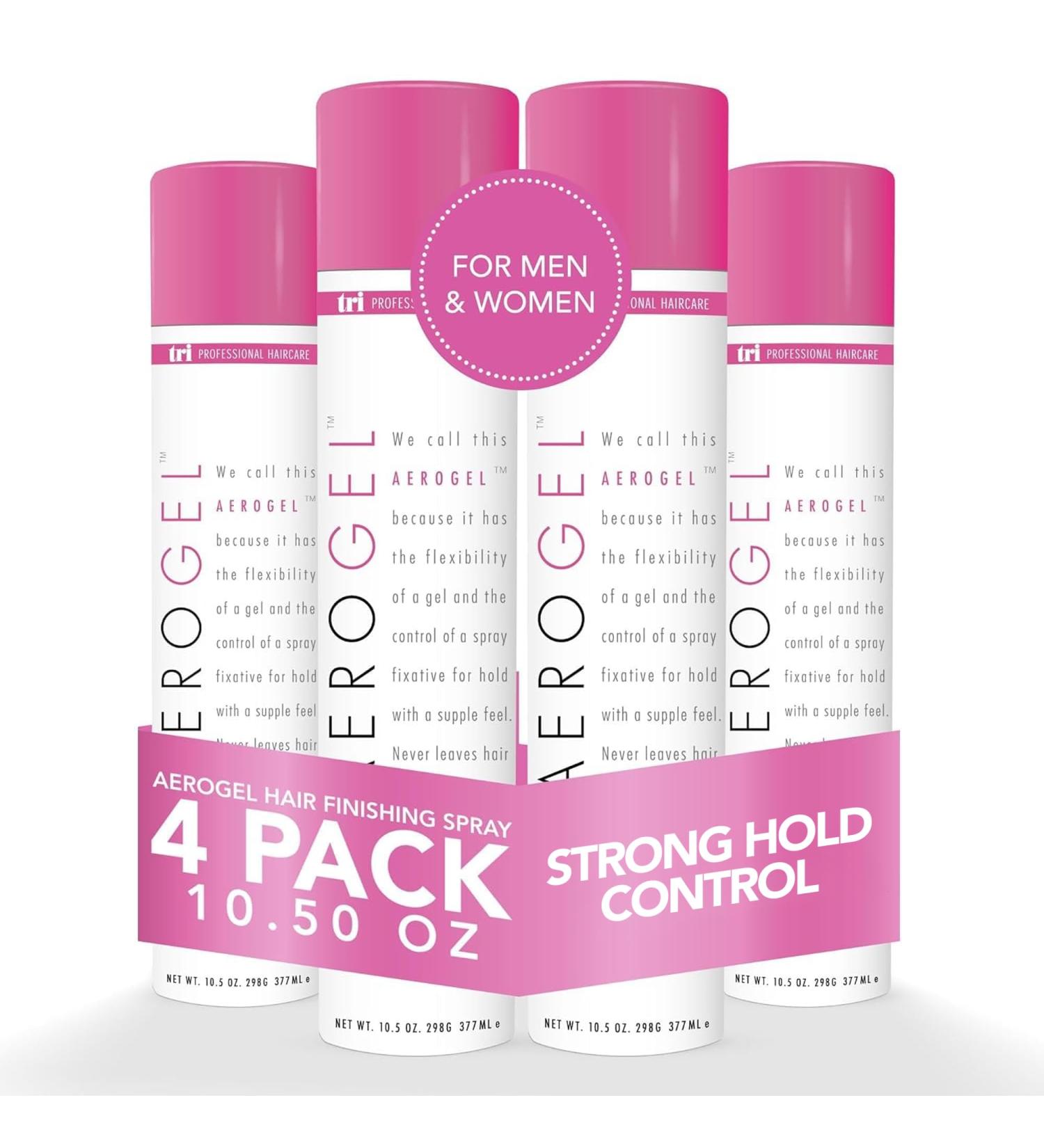 TRI Design Aerogel Hairspray - Strong Hold Non-Toxic Finishing Spray for Volumizing and Holding Curly Hair with Flexible Touchable Hold - Ideal for Men and Women - Pack of 4 (10.5 oz) 10.5 Ounce (Pack of 4) - Buy Online on GoSupps.com