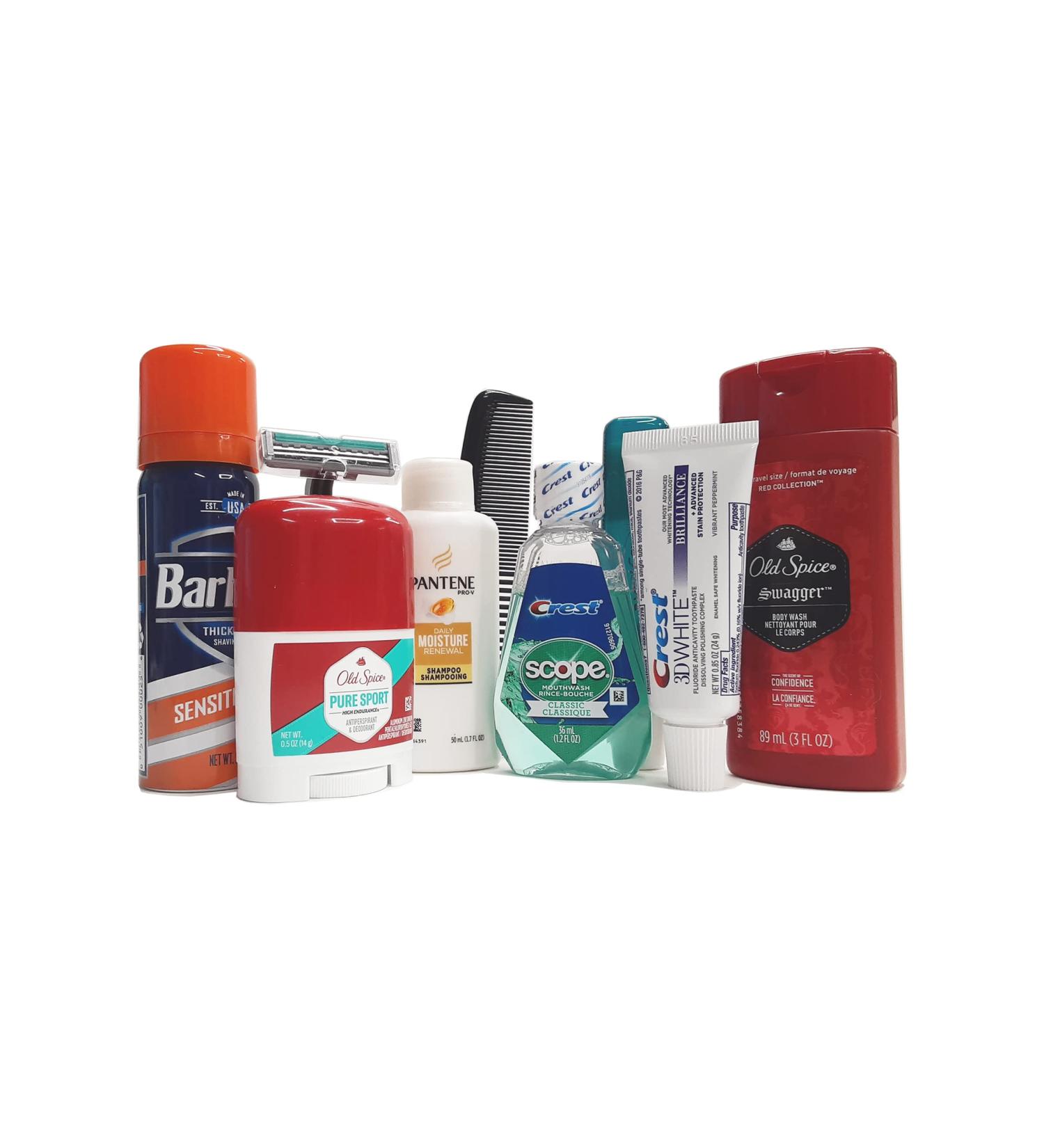 Men's Travel Kit: 10-Piece Resealable Clear Bag with Shave Cream - Handy Solutions - Buy Online on GoSupps.com