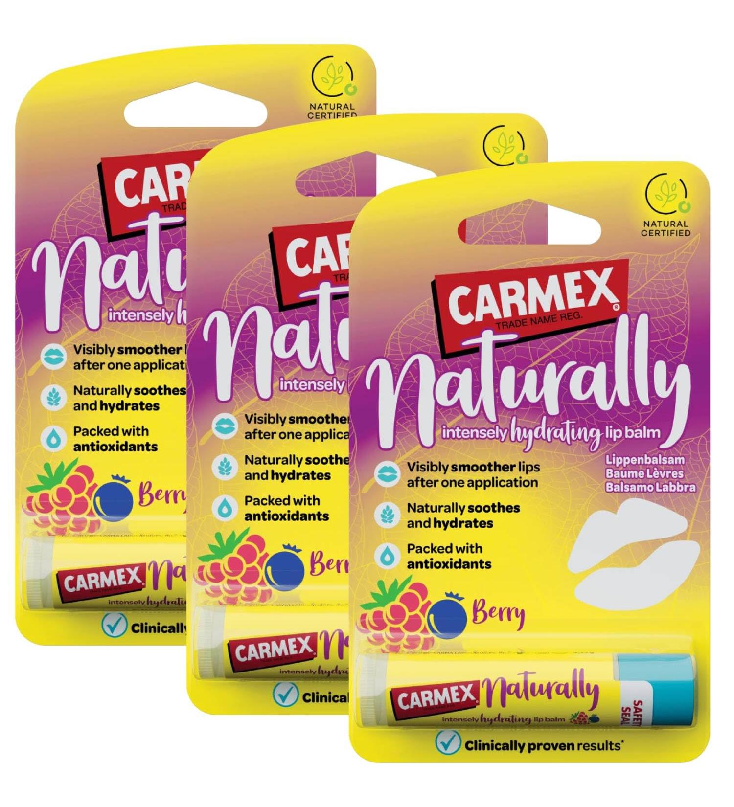  Carmex Carmex Moisturizing and Protective Lip Balm for Dry and Cracked Lips with Sun Protection (3 units berries) - Buy Online on GoSupps.com