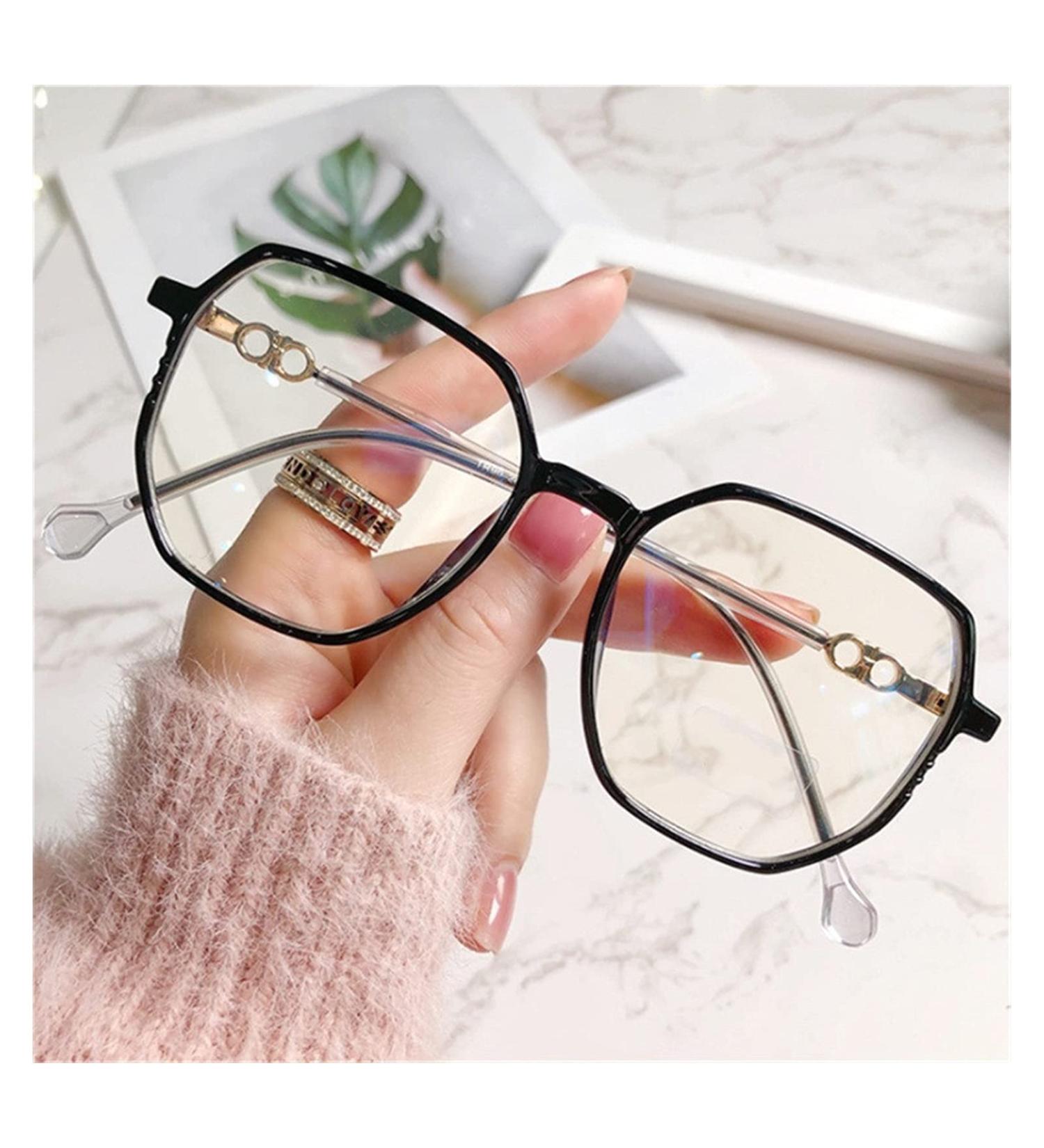 Kdoq reading glasses glasses women anti-blue light glasses student vintage oversized glasses done girl glasses (color: black size: +1.5)