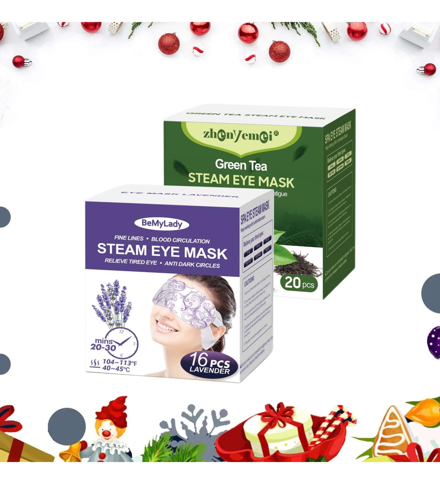 Lavender and Green Tea Steam Eye Mask Set - 16PCS Lavender & 20 Packs Green Tea for Relaxation and Eye Strain Relief - Buy Online on GoSupps.com
