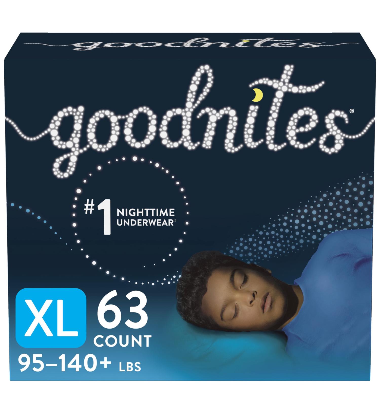 Goodnites Boys XL Bedwetting Underwear 63 Ct - For 95-140 lb. - Nighttime Protection - Buy Online on GoSupps.com