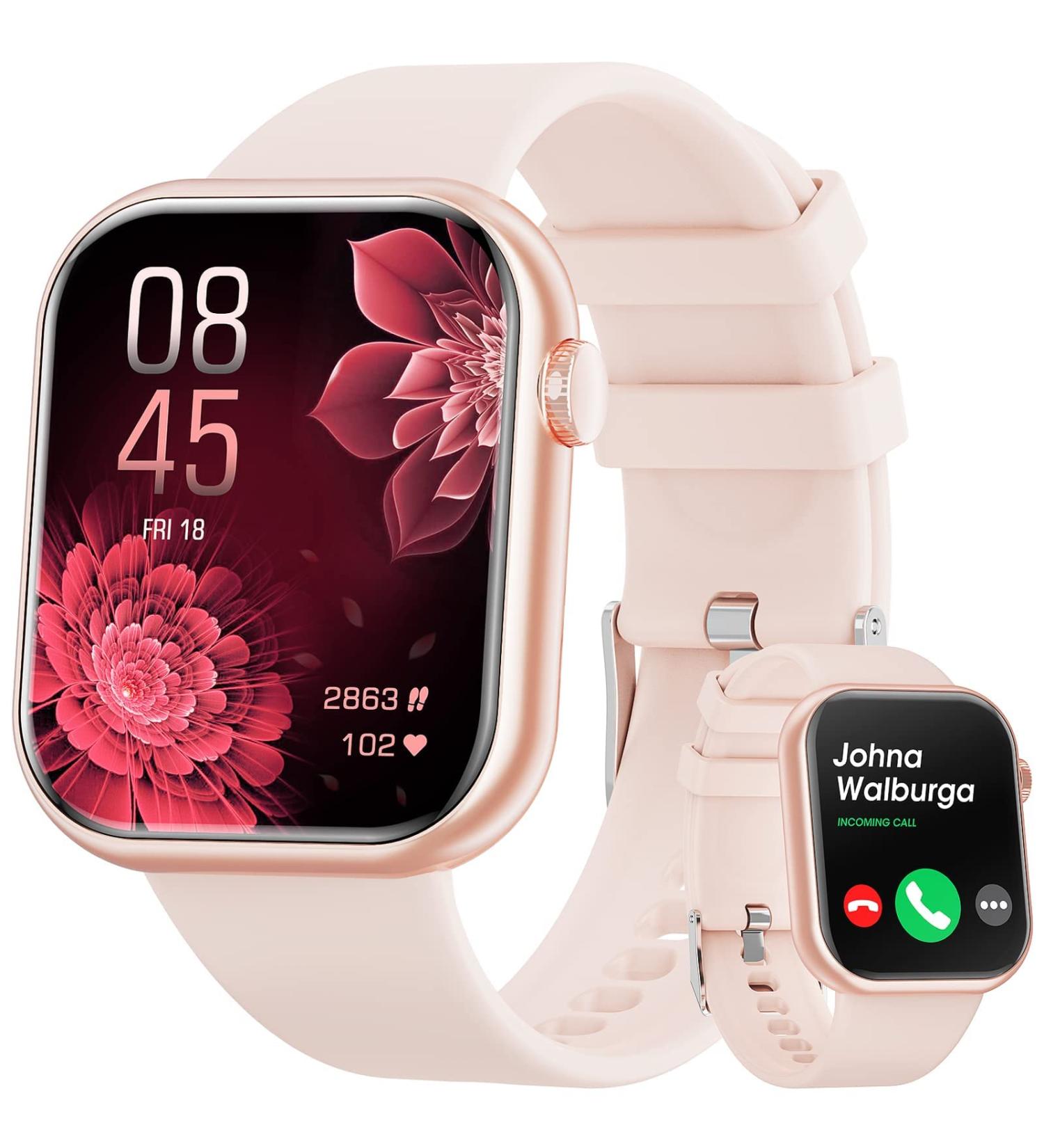 2023 Newest Smart Watch - Answer/Make Calls, Heart Rate Monitor, Fitness Tracker, Waterproof, Multiple Sports Modes - Pink - Buy Online on GoSupps.com