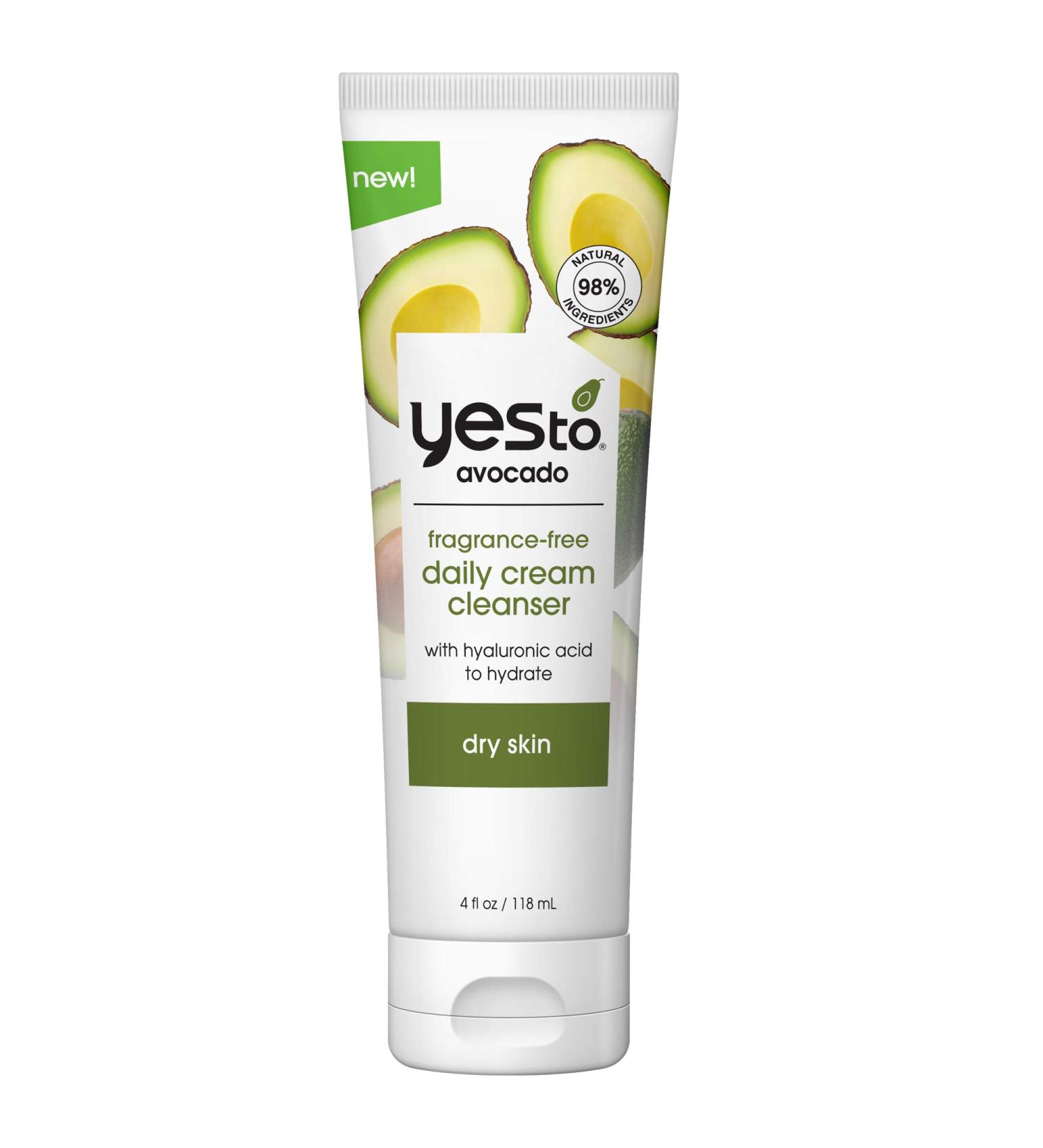 Yes To Avocado Daily Cream Cleanser - Hydrating Makeup Remover with Hyaluronic Acid | Vegan & Cruelty-Free - 4 fl oz - Buy Online on GoSupps.com