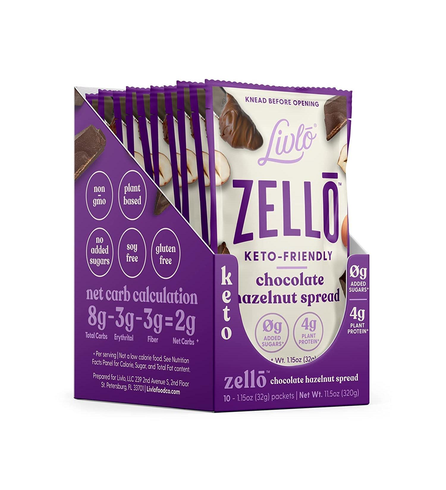 Livlo Keto Chocolate Hazelnut Spread - Rich & Delicious Keto Snack - 2g Net Carbs - No Added Sugar - 1.15oz (10 Count) - Buy Online on GoSupps.com