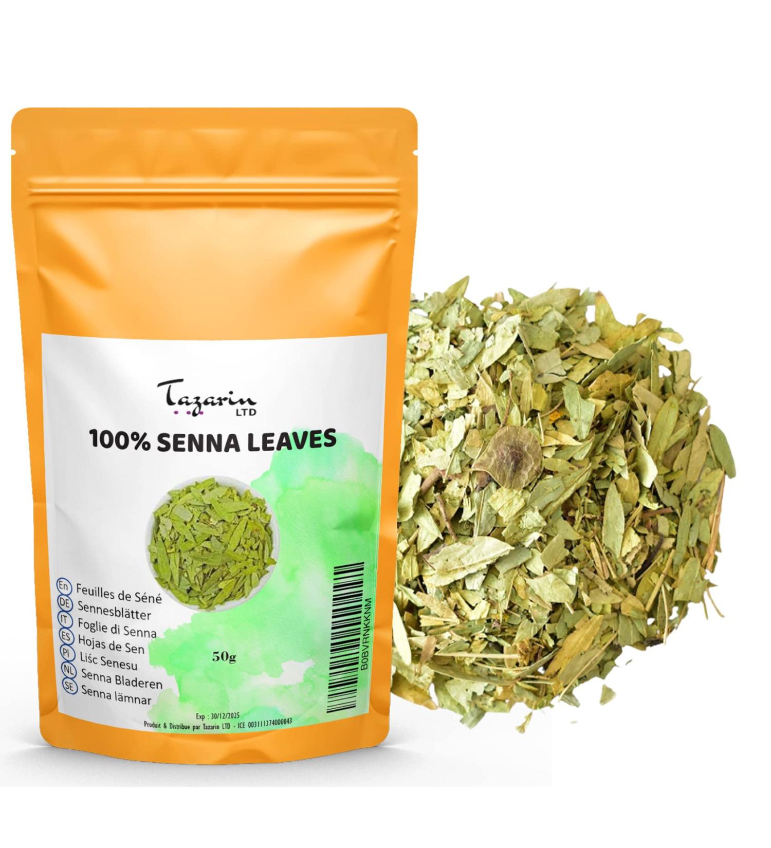  Tazarin LTD 50 g Whole Senna Leaves - Powerful Purgative Natural Laxative - Promotes Intestinal Transit and Colon Cleansing - Detox Herbal Tea - Buy Online on GoSupps.com