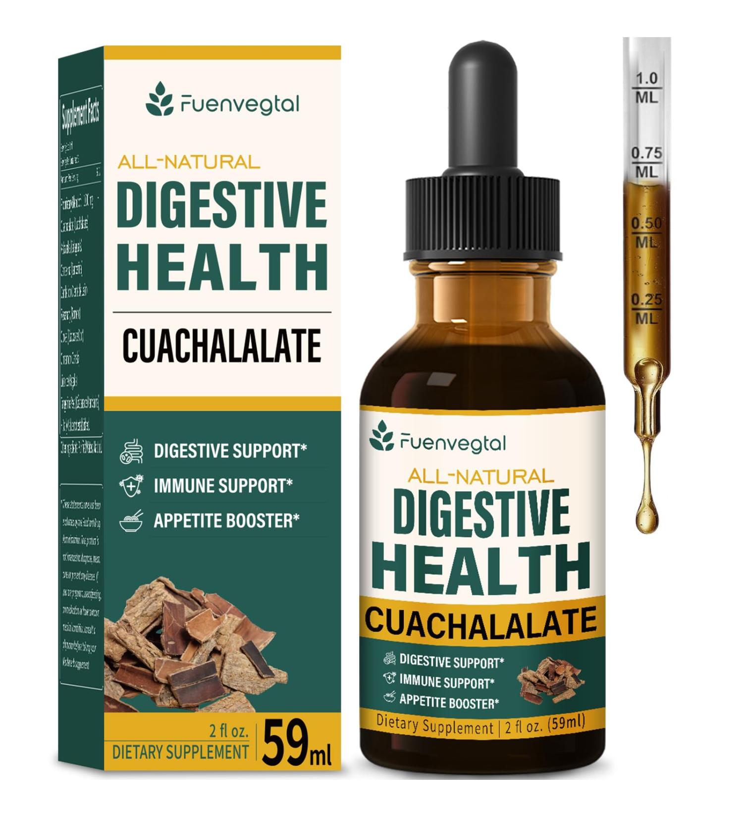Cuachalalate Digestive Drops: Herbal Supplement w/Licorice Root Dandelion Clove Cancerina Extracts for Upset Stomach Relief Gastric Health & Immune System Support. 2oz Cuachalalate 2 Fl Oz (Pack of 1) - Buy Online on GoSupps.com