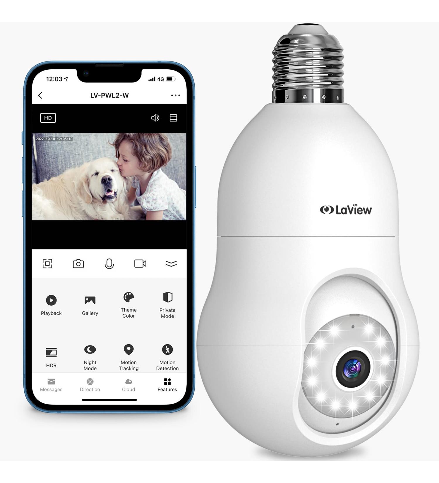 LaView 4MP Bulb Security Camera | 2K Wireless Outdoor Indoor | Motion Detection, Audible Alarm | Easy Installation | Alexa Compatible - Buy Online on GoSupps.com