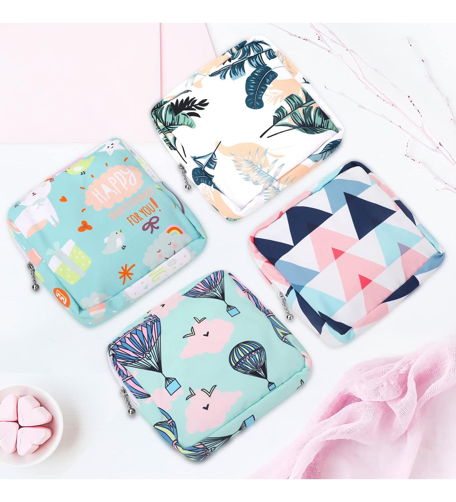 Portable Sanitary Napkin Storage Bag for Women - Geometric Figures Clouds Leaves Hot Air Balloon Design - Buy Online on GoSupps.com
