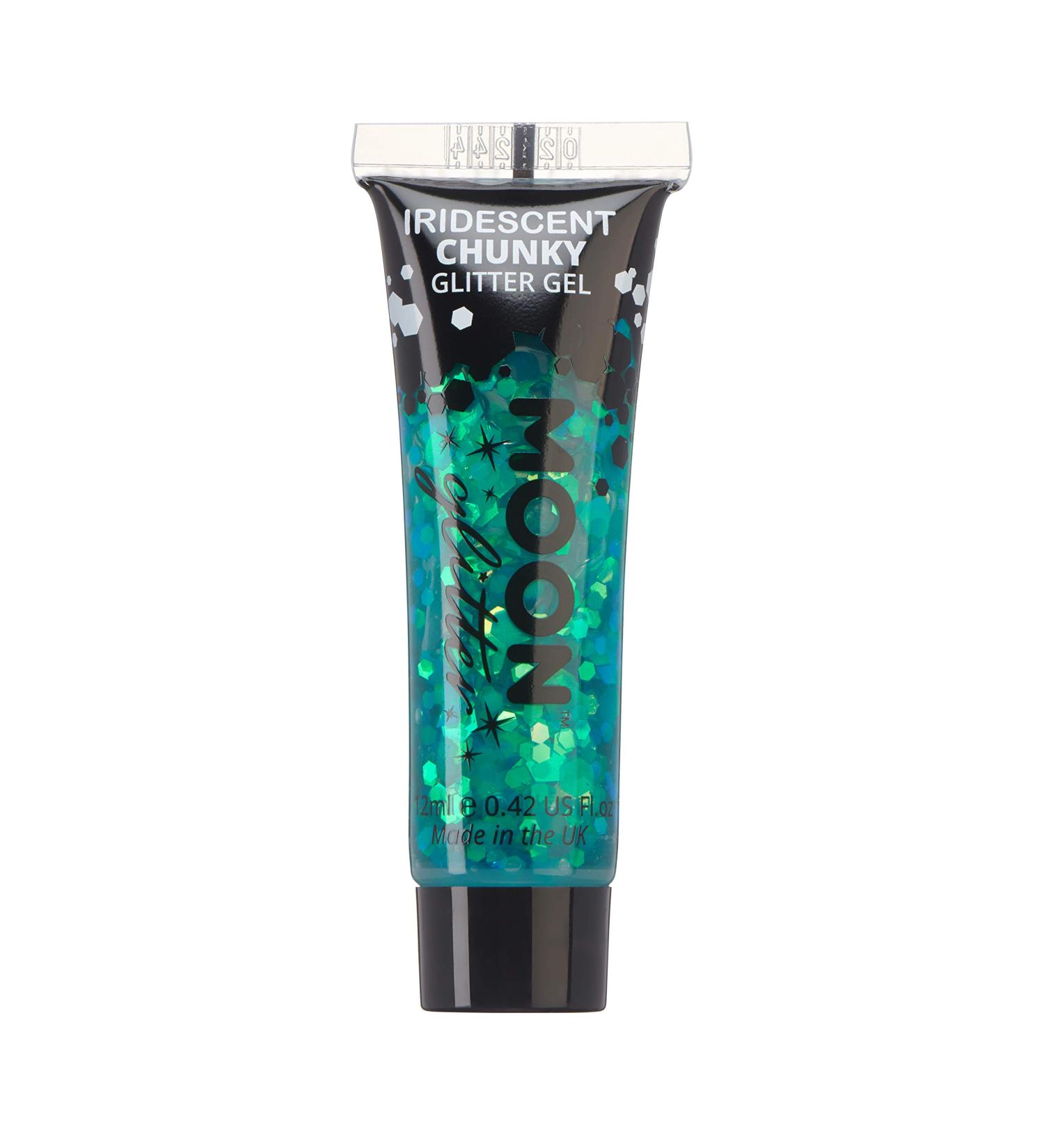 Moon Glitter Green Chunky Glitter Gel - 12ml - for Face, Body, Hair & Nails - Festival Cosmetic Glitter Paint - Buy Online on GoSupps.com