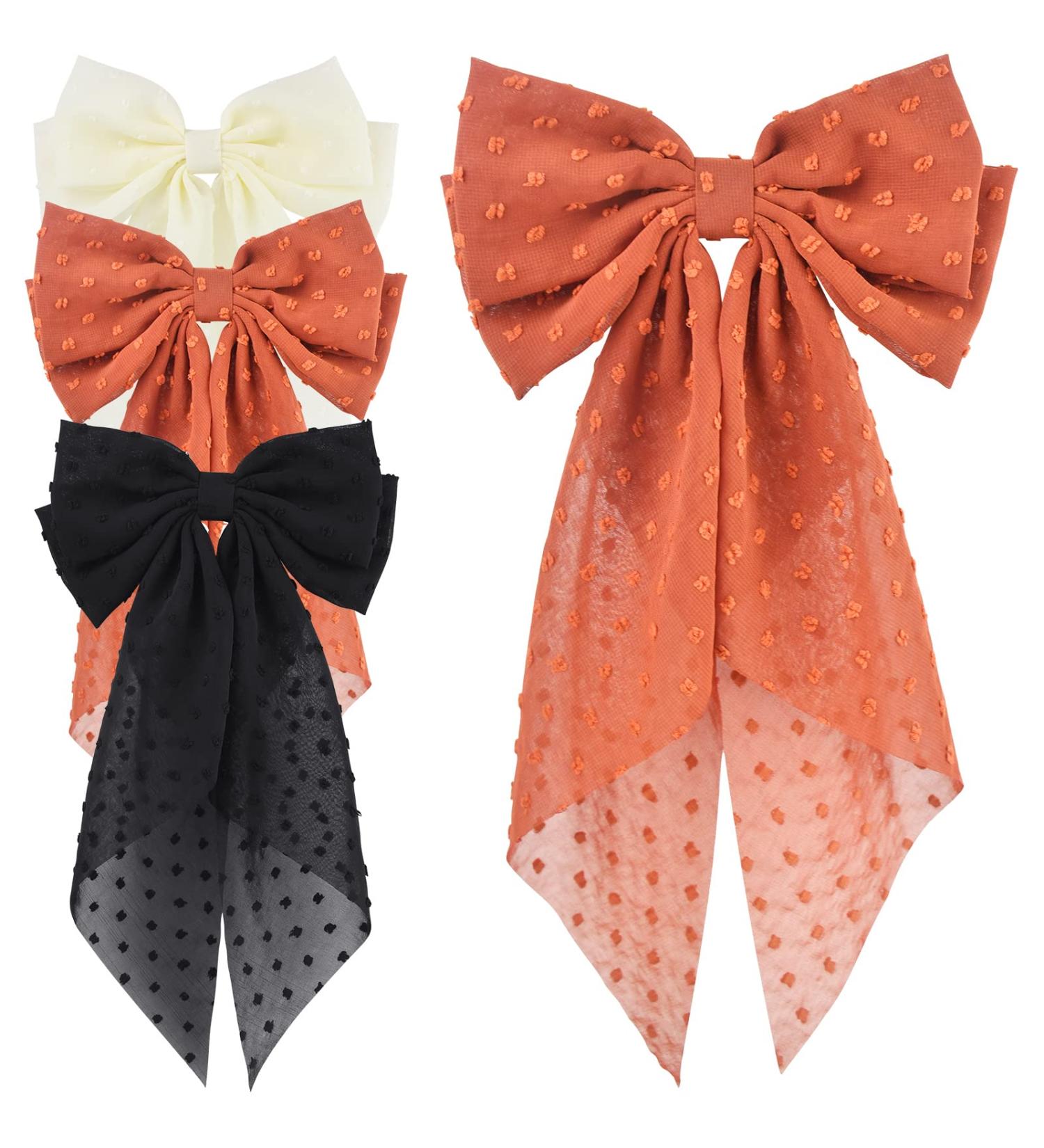 15-inch Giant Hair Bows for Women - 3 Colors Double Layer Big Bow Clips | Hair Accessories for Party, Valentine's Day, Birthday | French Barrette for Women, Girls - Warm Colored - Buy Online on GoSupps.com