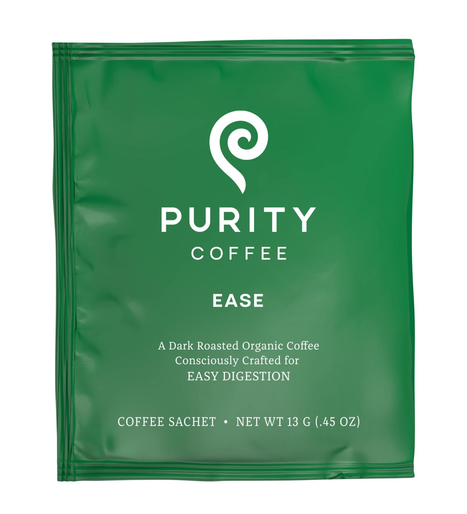 Purity Coffee Ease Dark Roast Low Acid Organic Single-Serve Packets - 5 ct Box | USDA Certified, Third-Party Tested for Mold, Mycotoxins, and Pesticides - Buy Online on GoSupps.com
