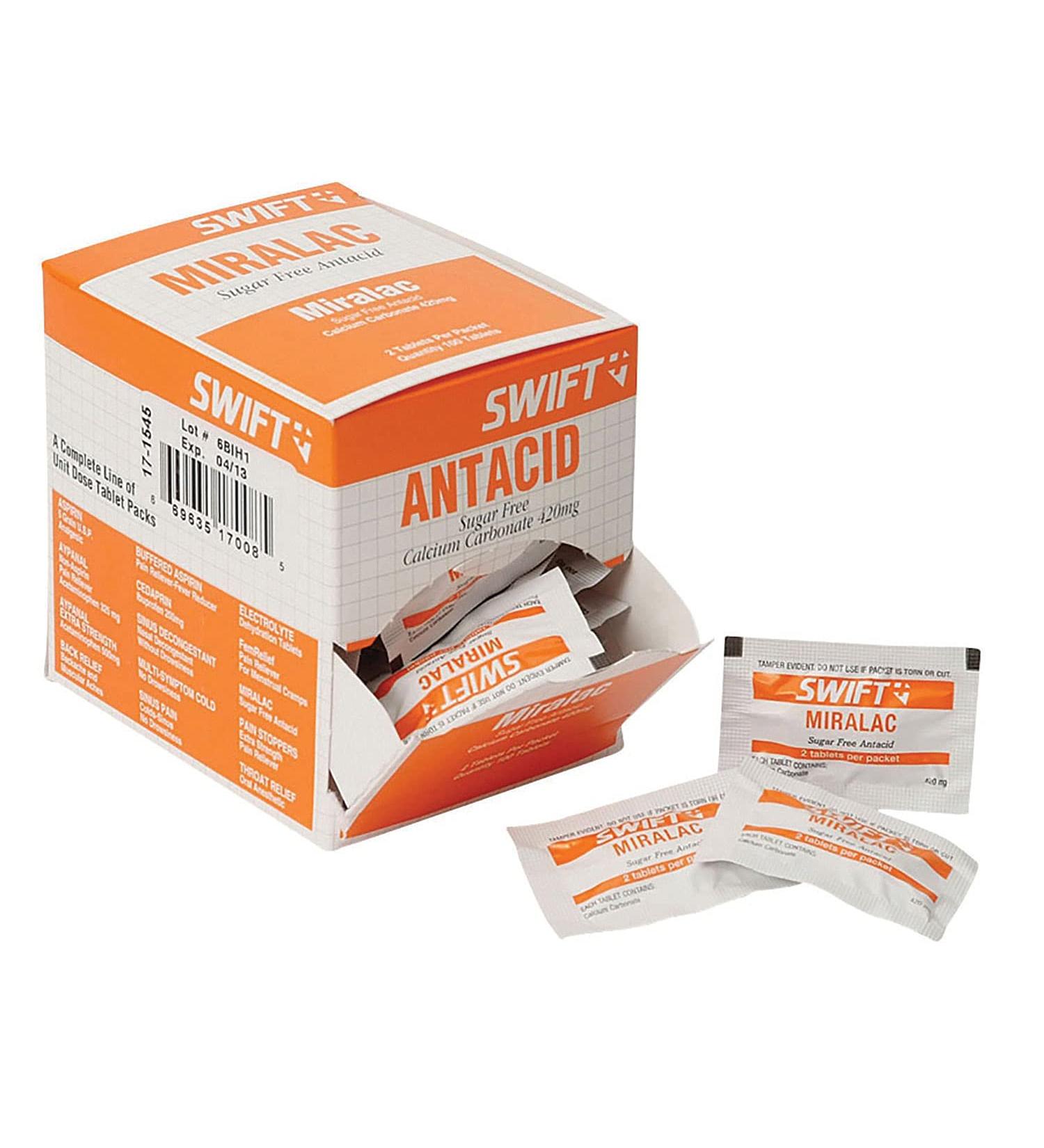 Honeywell Safety Products USA Inc-171545 Miralac Antacid Indigestion Tablets (2 Per Pack 50 Packs Per Box)