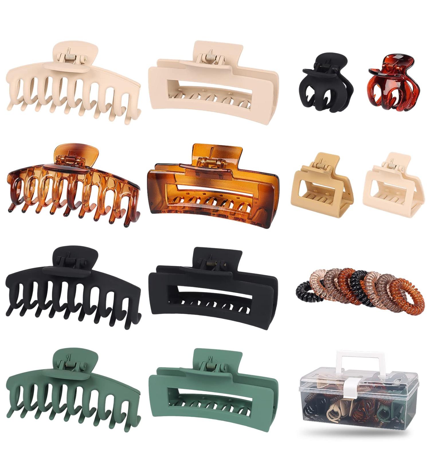 Vilike Large Hair Claw Clips & Spiral Hair Ties Organizer - 20 Pcs Set for Thick & Thin Curly Hair - Buy Online on GoSupps.com