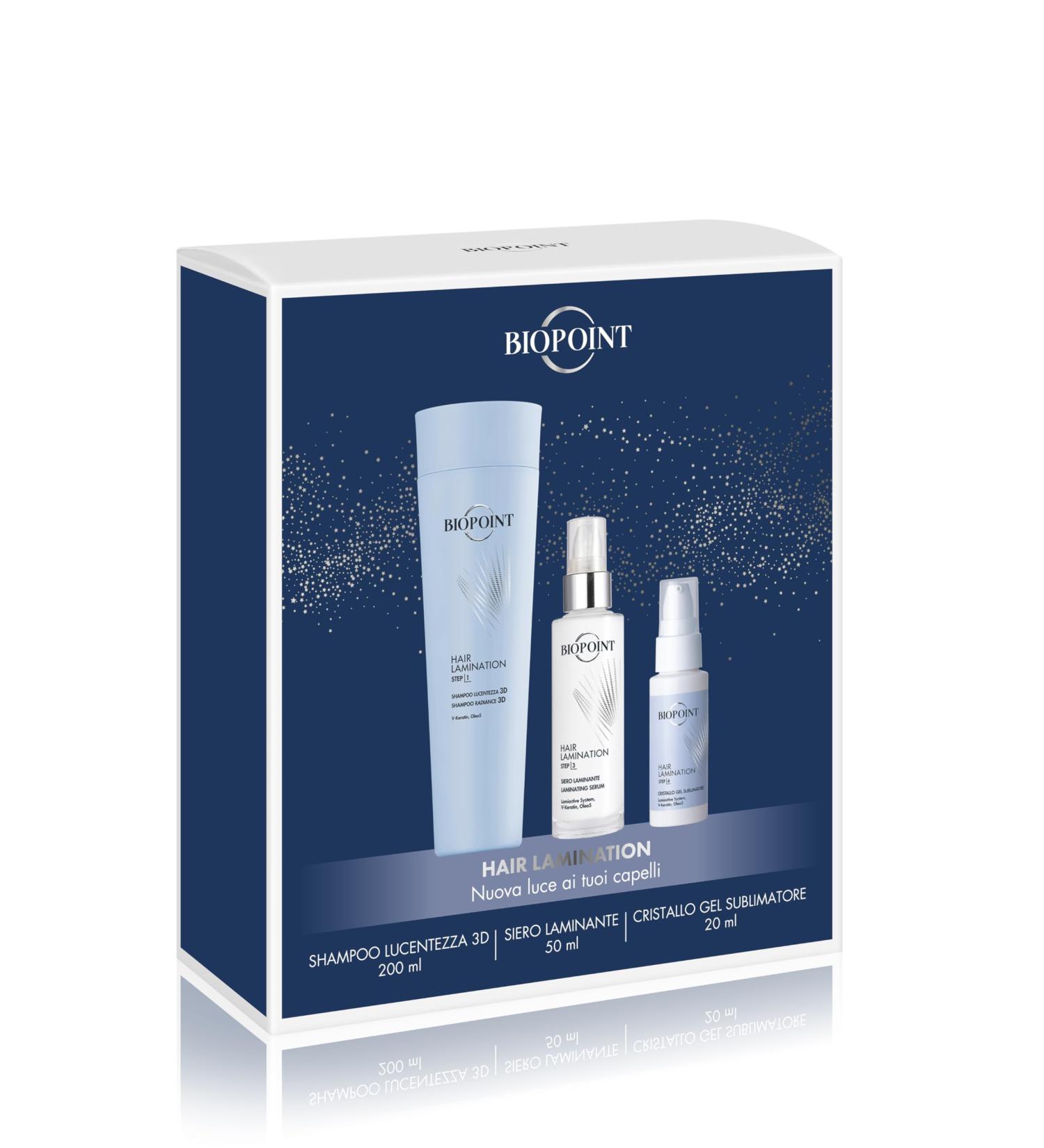  BIOPOINT BIOPOINT - Hair Lamination Kit for shiny and repaired hair contains shine shampoo 200ml + laminating serum 50ml + sublimating crystal gel 20ml - Buy Online on GoSupps.com