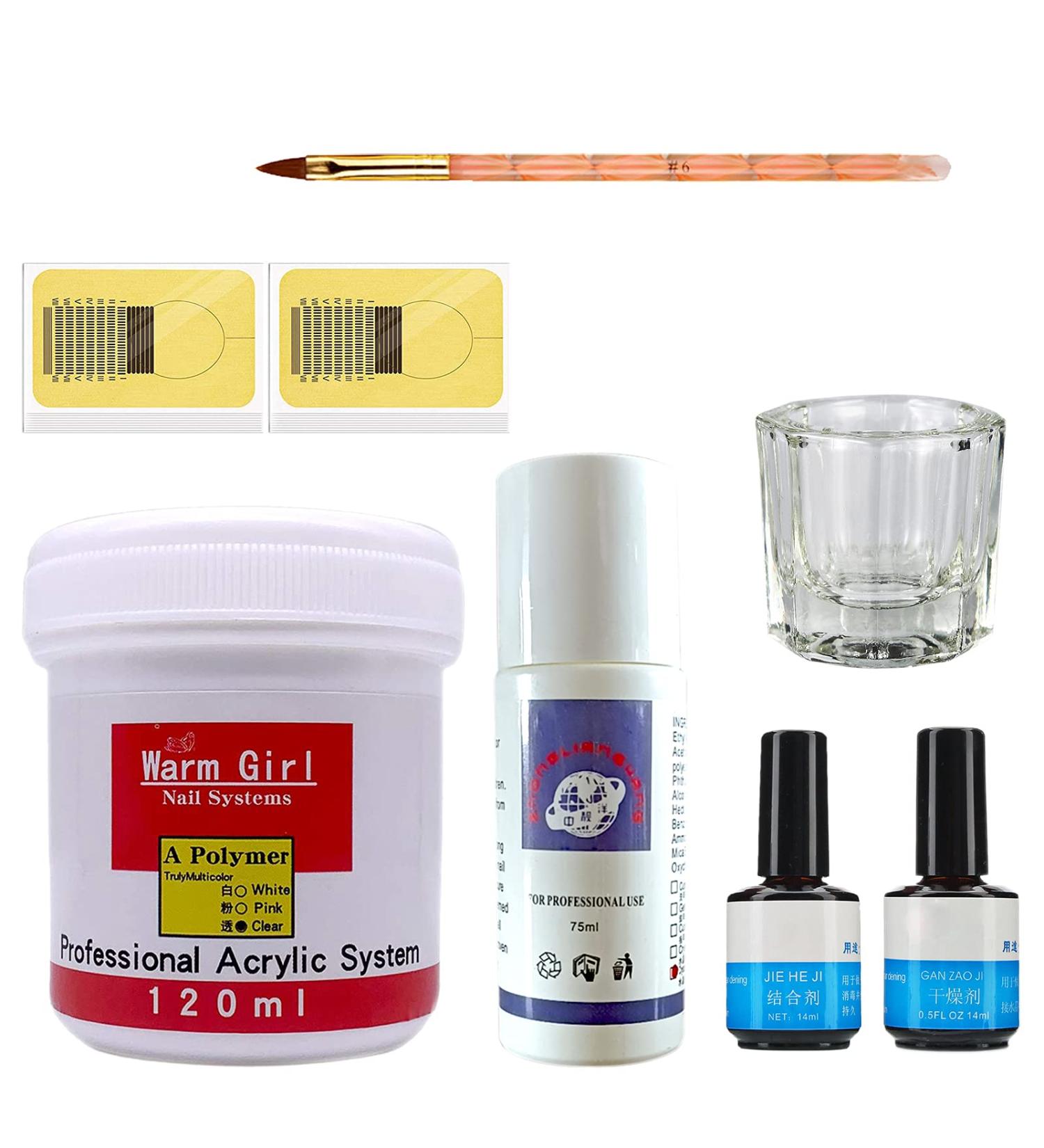 Clear Acrylic Powder and Liquid Set Acrylic Nail Kit Clear Acrylic Powder 120g Acrylic Liquid Monomer 75ml Nail Dehydrator & Nail Primer for Doing Acrylic Nails 129 - Buy Online on GoSupps.com