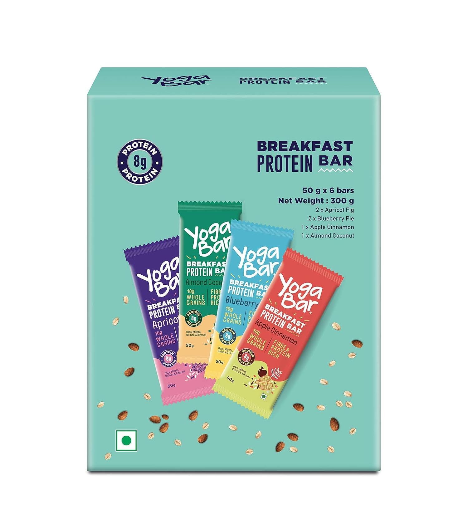 Yoga.bar Breakfast Protein Bars Variety Pack - High Energy & Nutrition | 8g Protein 7g Fibre | Healthy Snack | Pack of 6 x 50g - International Shipping - Buy Online on GoSupps.com
