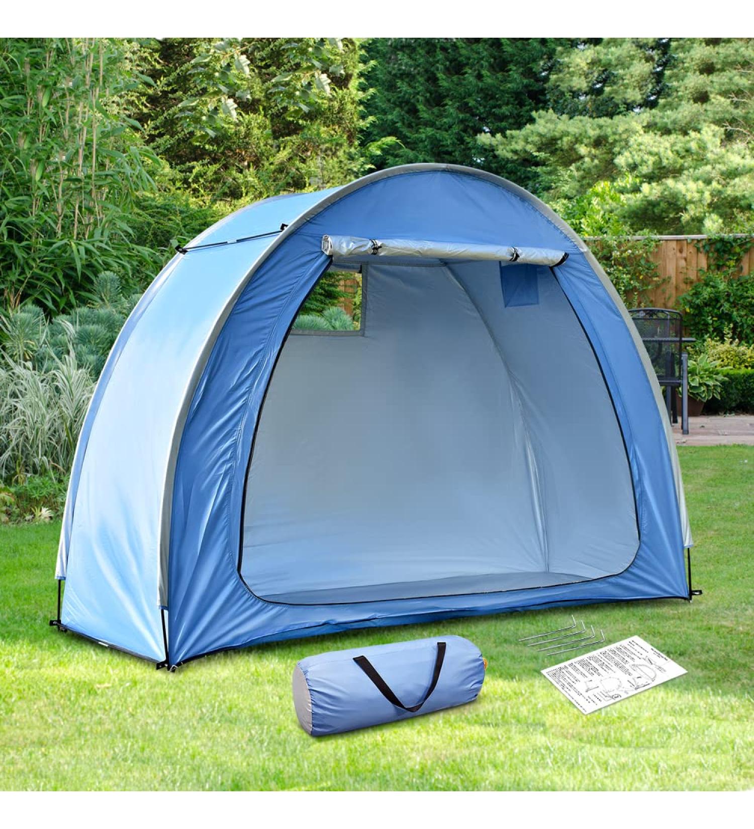 Haze Blue Bike Tent | Upgrade Oxford Fabric | Silver Coated Outdoor Storage | Waterproof | Window Design | Fits 4 Bikes | SD-94W - Buy Online on GoSupps.com