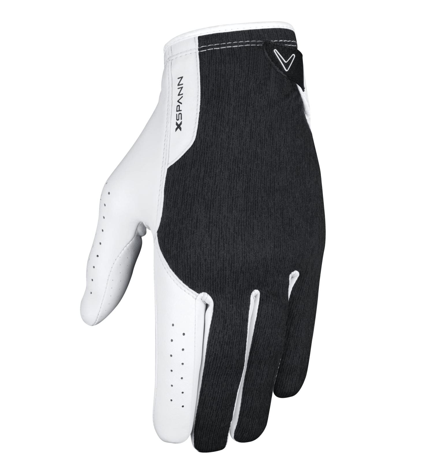 Callaway Men's X-Spann Compression Fit Cabretta Leather Golf Glove- White/Black, Medium-Large Left Hand - Buy Online on GoSupps.com