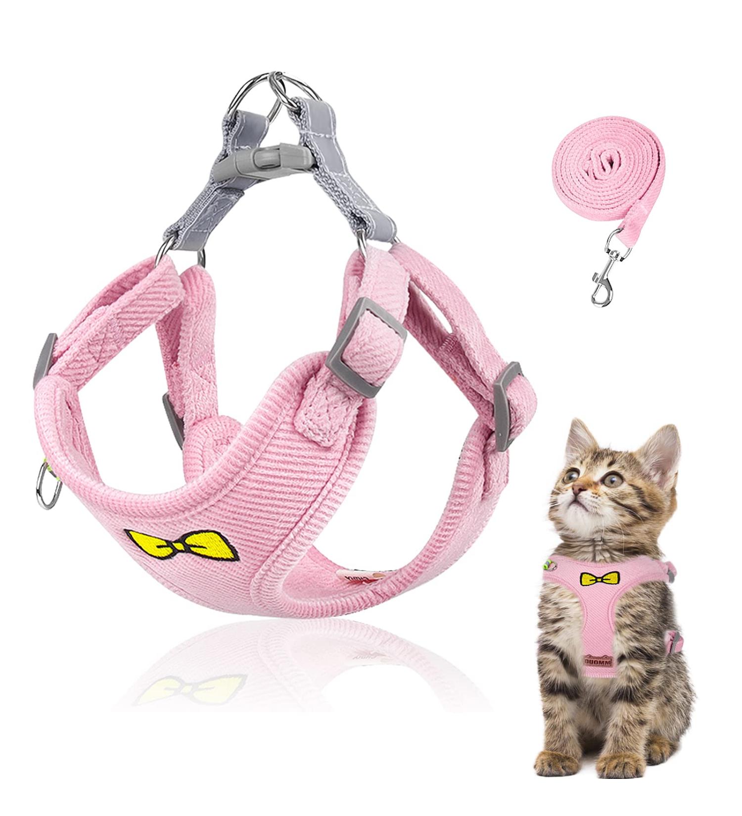Cat Harness and Lead Set Adjustable Kitten Harness Reflective Vest Harnesses Leads with Metal Ring Escape Proof Soft Mesh Vest Harness and Lead for Small Medium Cats Pets Walking M Pink - Buy Online on GoSupps.com