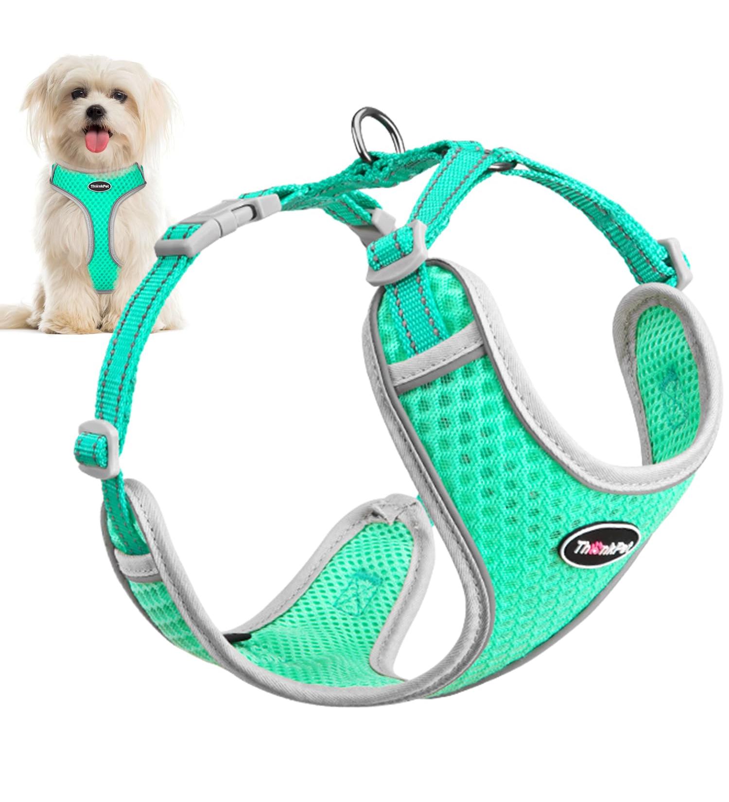 Thinkpet No-Pull Dog Harness & Leash Set - Breathable Adjustable Safety Harness for Small Medium & Large Dogs - Padded Reflective Green (1 Pack) - Buy Online on GoSupps.com