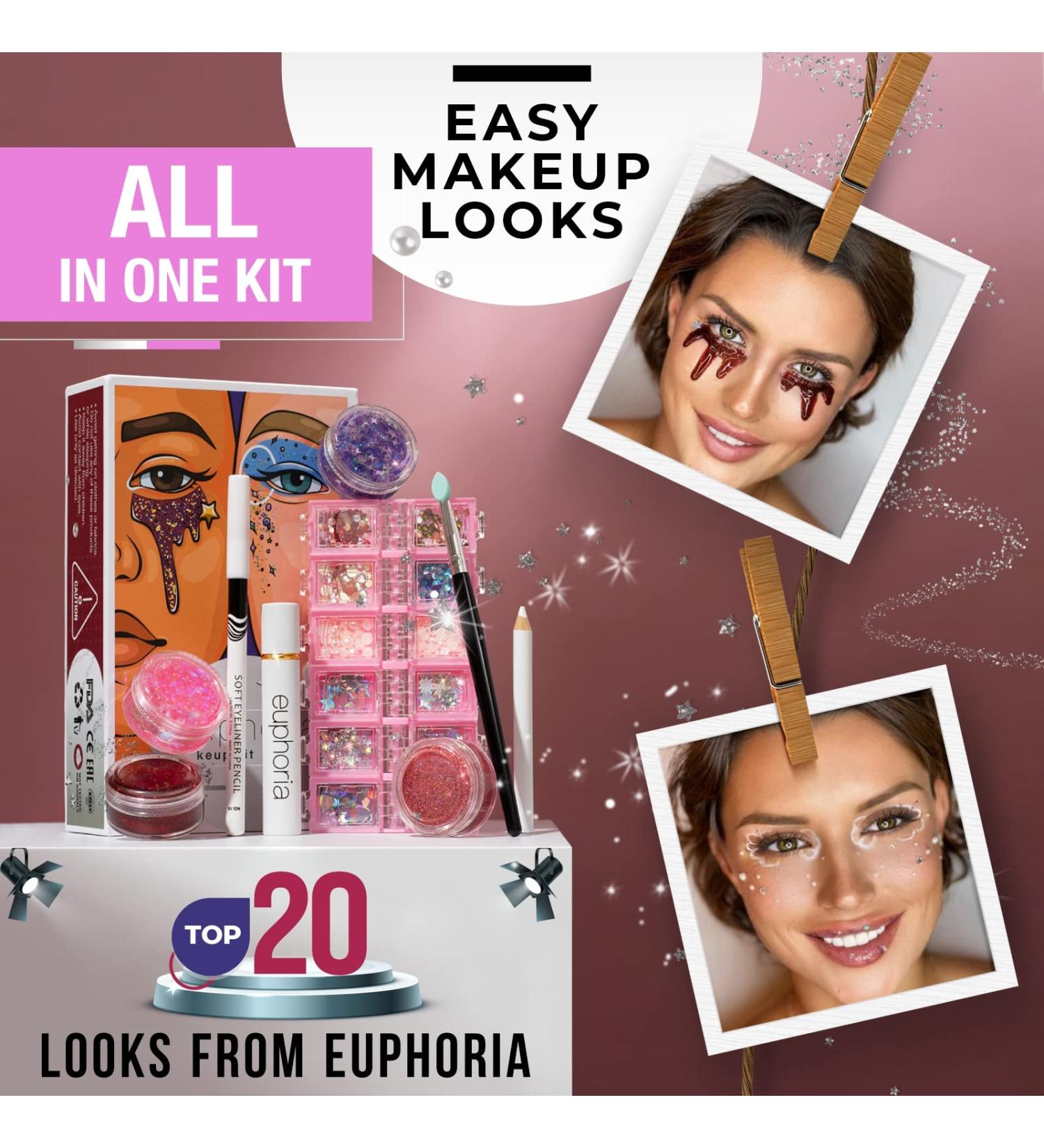 Shop Euphoria Makeup Kit - Professional Glitter & Gems Set for Stunning Looks | International Shipping Available - Buy Online on GoSupps.com
