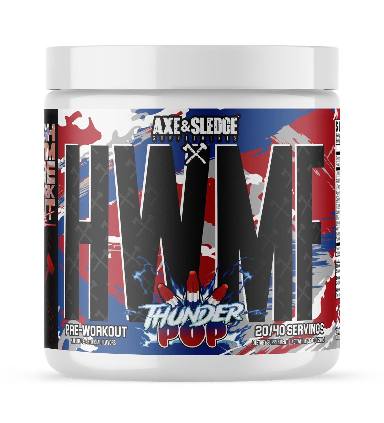 Axe & Sledge HWMF High Stim Pre-Workout Powder | 400mg Caffeine | Pre-Workout for Men & Women with Citrulline Beta Alanine & Alpha GPC - Energy Pump & Focus | High Stim 20/40 Servings Thunder Pop - Buy Online on GoSupps.com