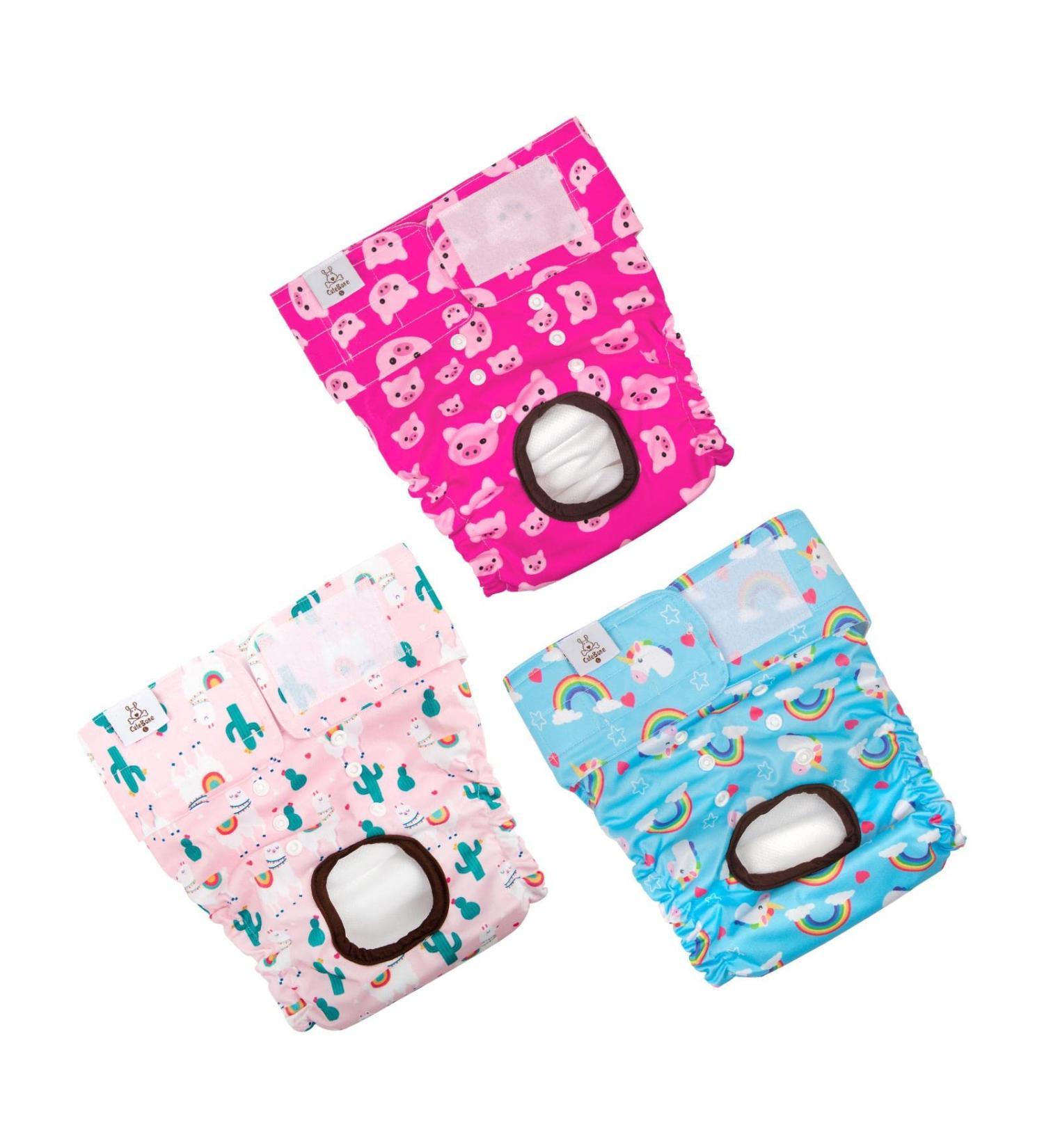 Cutebone Washable Dog Diapers 3-Pack | Waterproof Puppy Pants - Valentine's Day Rose Collection for Heat Period - L Size (51-68.5cm) - Buy Online on GoSupps.com