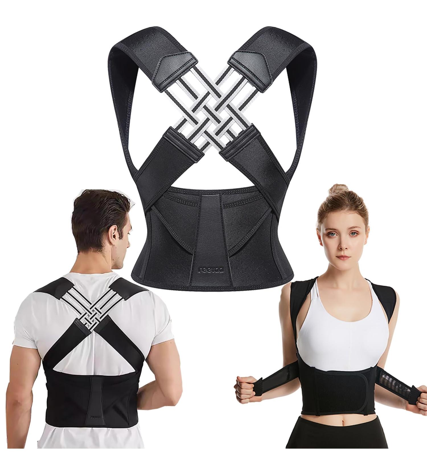 Adjustable Back Support Corrector for Women & Men Breathable Posture Aid for Spine & Shoulder Pain Relief Size S Black - Buy Online on GoSupps.com