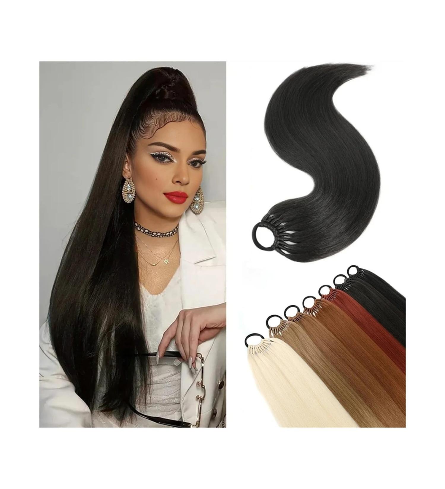 Ponytail Extensions Braiding Ponytail Extension with Elastic Tie 24" Long Yaki Straight Wrap Around Ponytail Hair Extensions Natural Soft Synthetic Hairpiece for Women for Women(Color:4) 24inches 4 - Buy Online on GoSupps.com