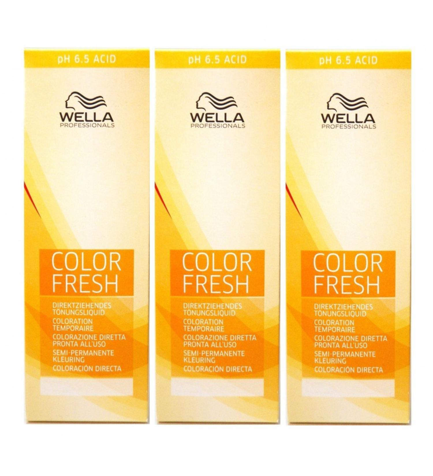 Wella Color Fresh Acid 6/45 dark blonde red-mahogany 3 x 75 ml tinting liquid gel tint pH 6.5 CF