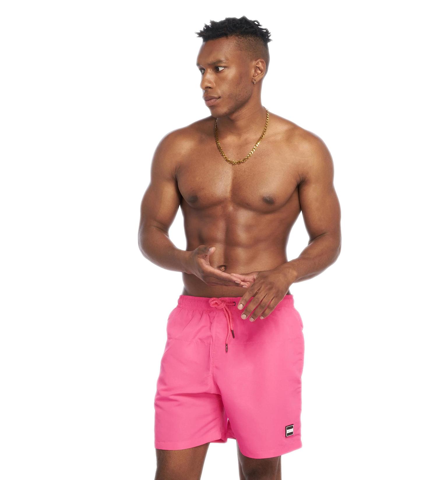 Urban Classics Men's Swimming Trunks | Quick-Dry Block Swim Shorts in Neon Pink | Sizes XS-5XL Available - Buy Online on GoSupps.com