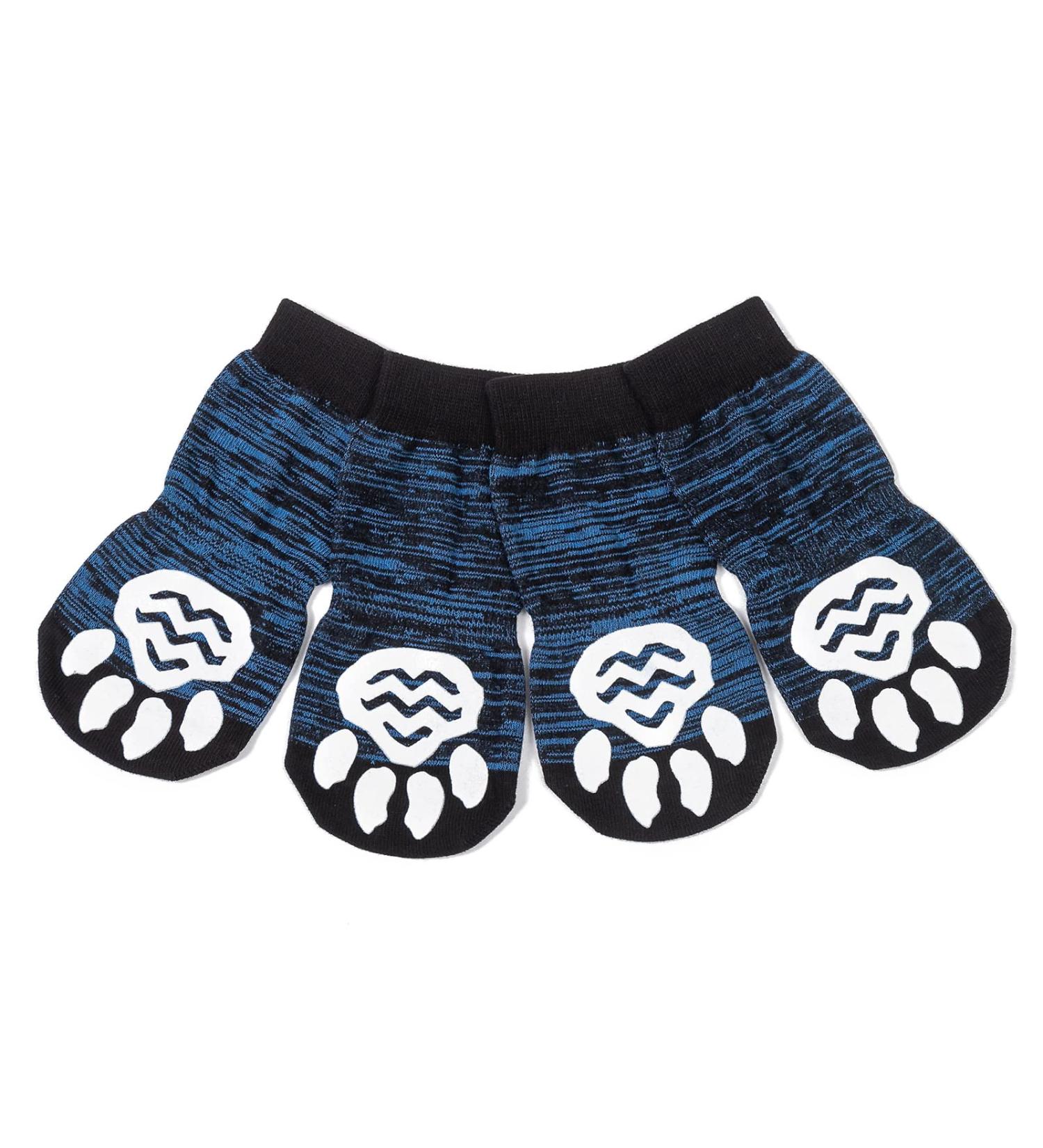 Harfkoko Indoor Anti-Slip Socks for Dogs & Cats | 8 Sizes S to 5XL | Silicone Gel Paw Protection & Traction | Black & Blue - Buy Online on GoSupps.com