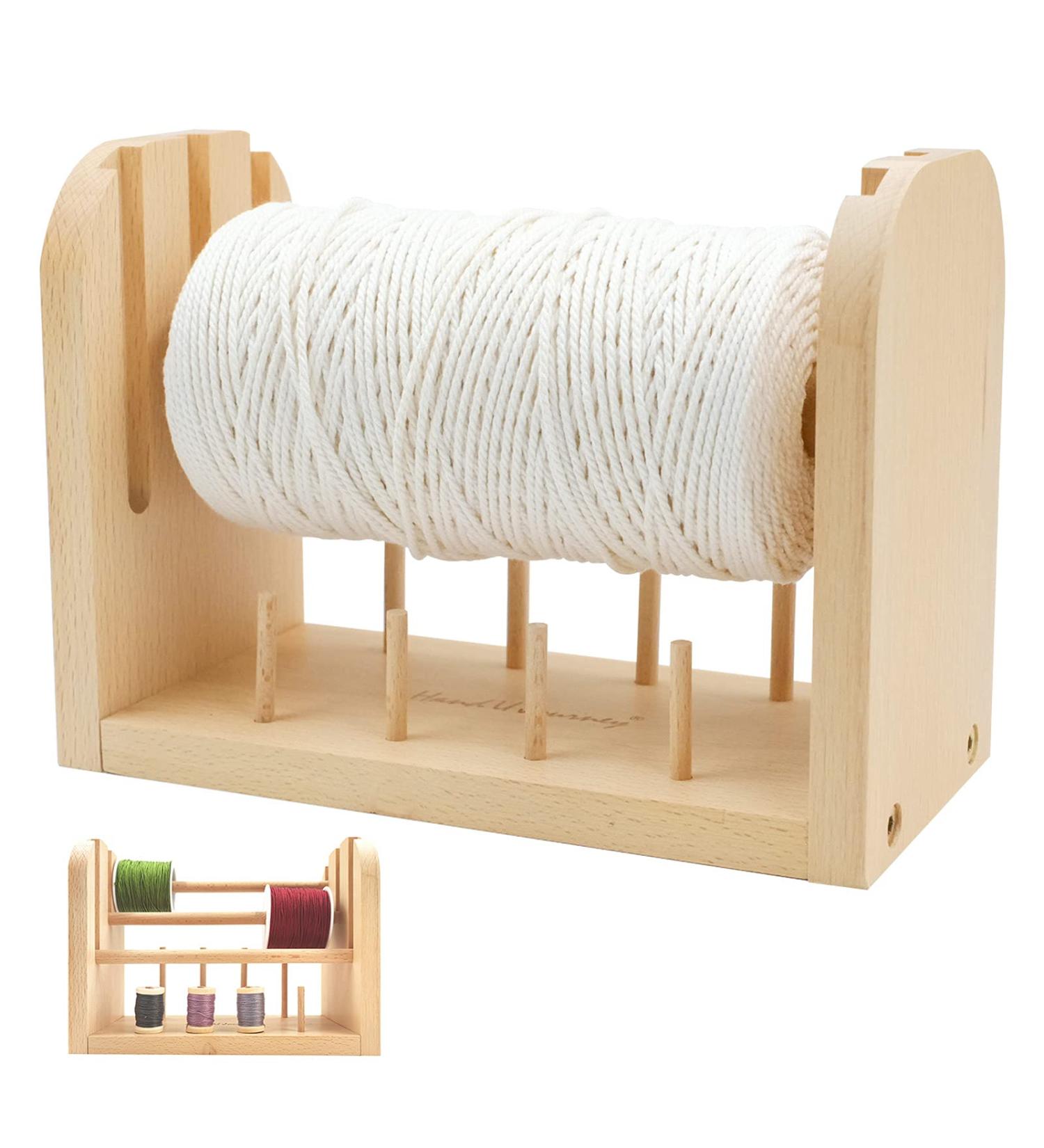 Hand U Journey Wood Spools Holder | 3-Thread Beech Rack Organizer for Macrame, Weaving, Sewing & Yarn - Buy Online on GoSupps.com