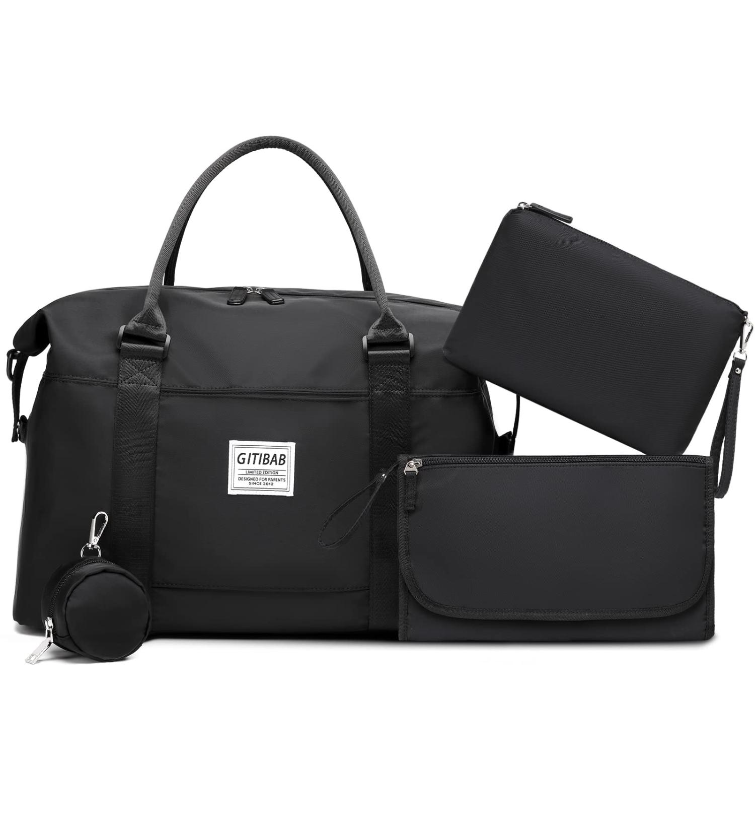 Mommy Hospital Bag Set - Diaper Tote & Maternity Gift for Newborn, Baby Shower - 4PCS Black - Buy Online on GoSupps.com