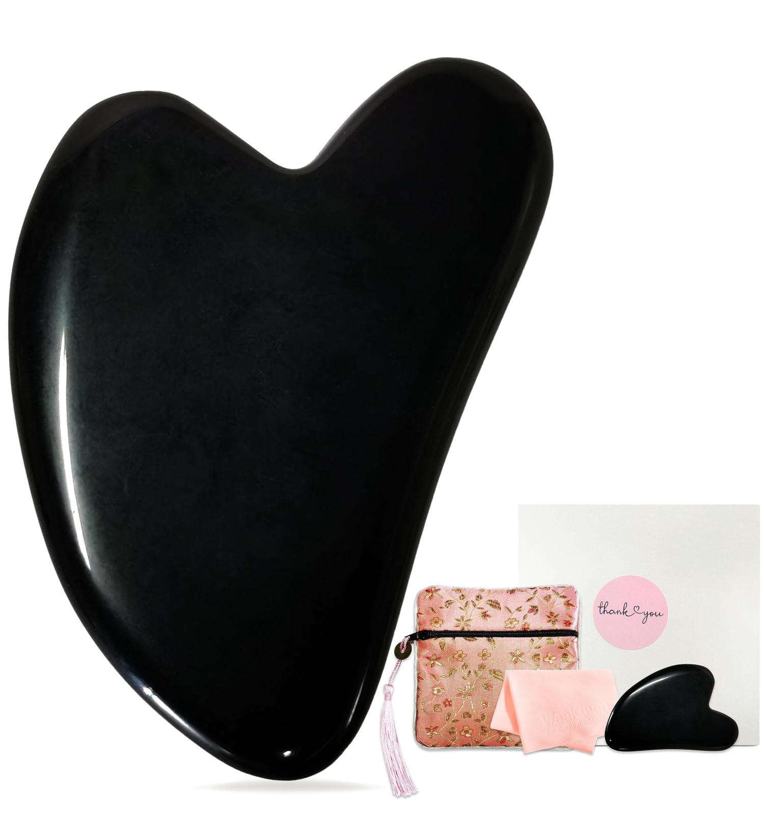 Natural Obsidian Gua Sha Tool | Facial Massage & Eye Acupuncture for Puffiness Relief - Buy Online on GoSupps.com