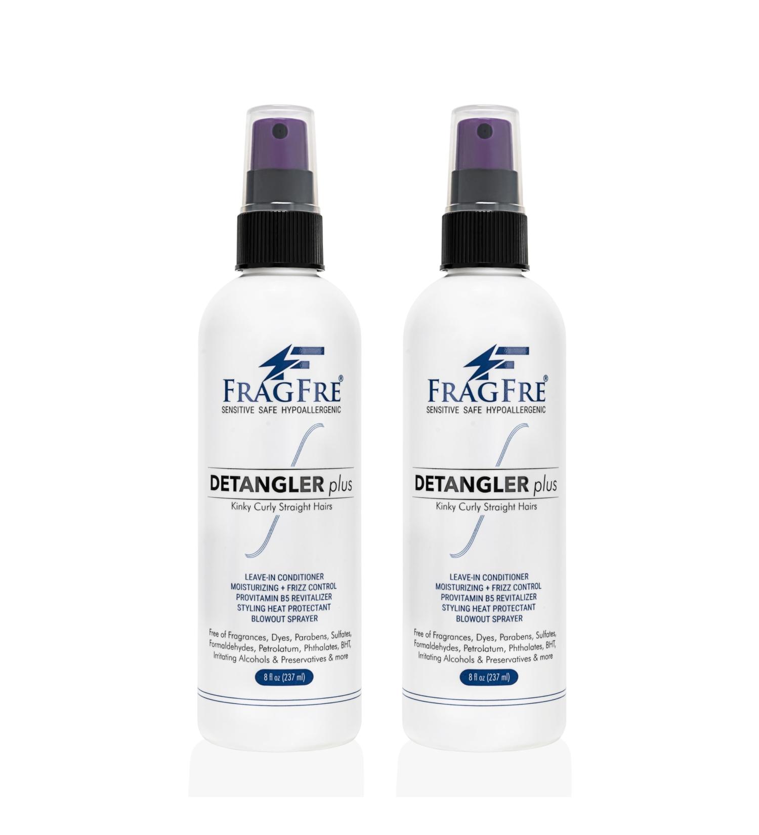 Detangler plus Styling Hair Spray 8 oz (2-Pack Gift Set) - Heat Protectant and Blowout Spray - Leave in Conditioner for Sensitive Skin - Fragrance Free Hypoallergenic Unscented 8 Fl Oz (Pack of 2)