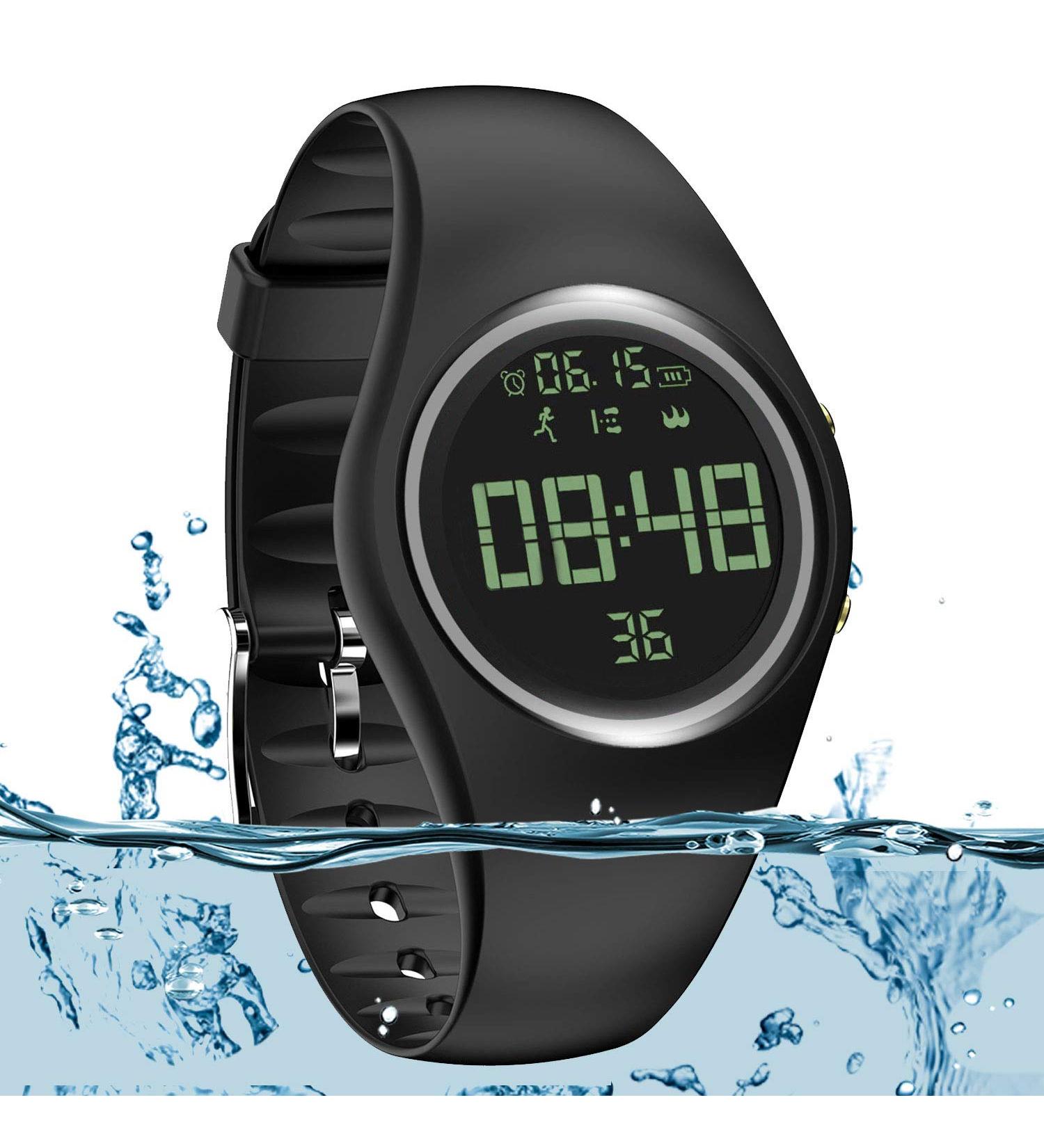 Simple Fitness Tracker Swim Waterproof No APP Need Step Counter Walking 3D Non-Bluetooth Walking Pedometer Watch with Vibration Alarm Clock/Calorie Burned/Distance/Alarm/Stopwatch for Kids Women Men Black - Buy Online on GoSupps.com