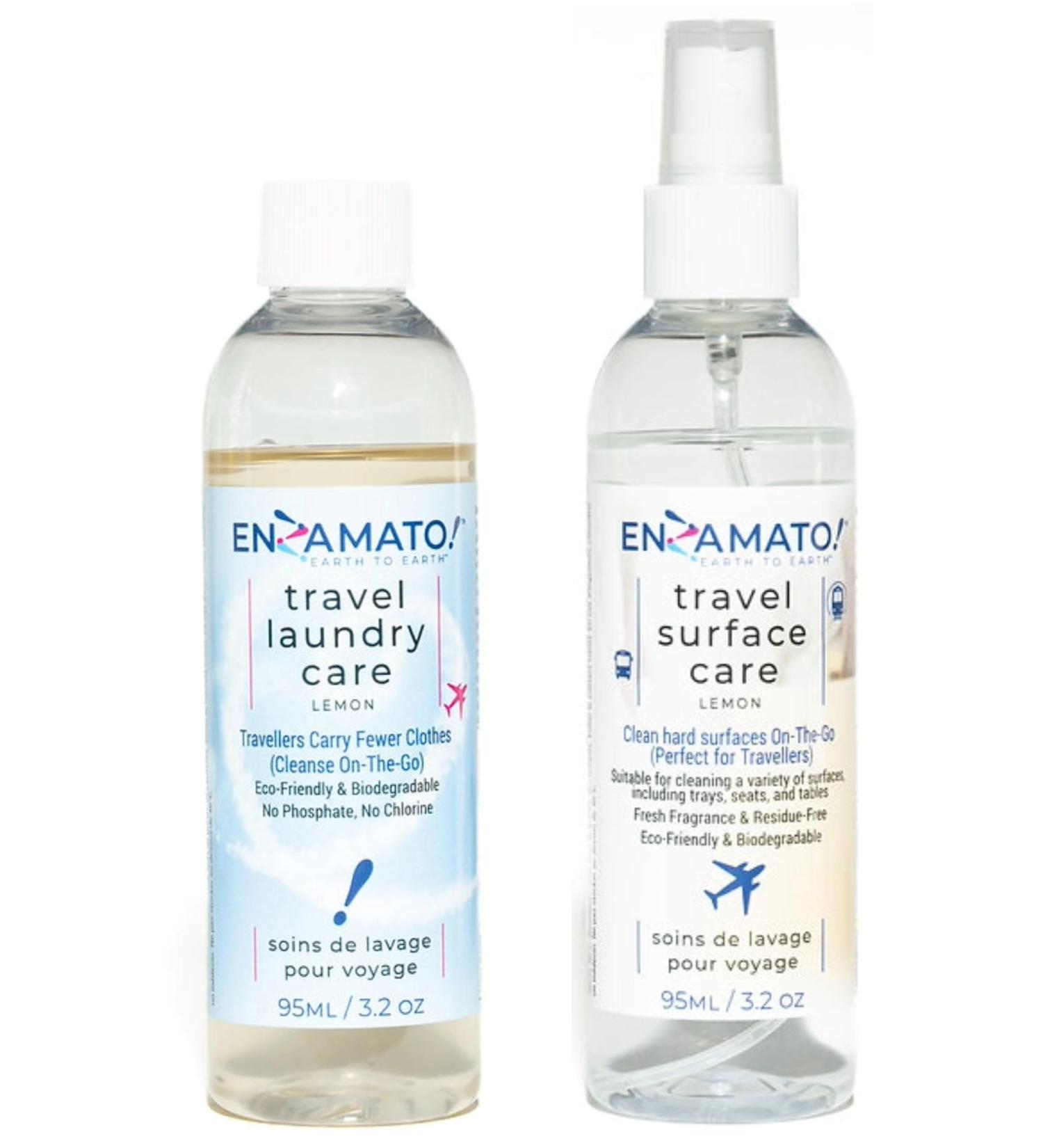 Travel Laundry + Surface Kit - Lemon | Travel Laundry Solution Detergent | Travel Surface Cleaner | Travel Kit for RV boats yachts cruise and air travel | Enzamato - Buy Online on GoSupps.com